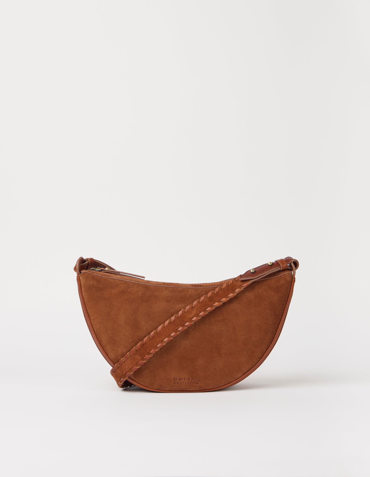 Leo Midi Crossbody Strap - Cognac Suède with Classic Leather
