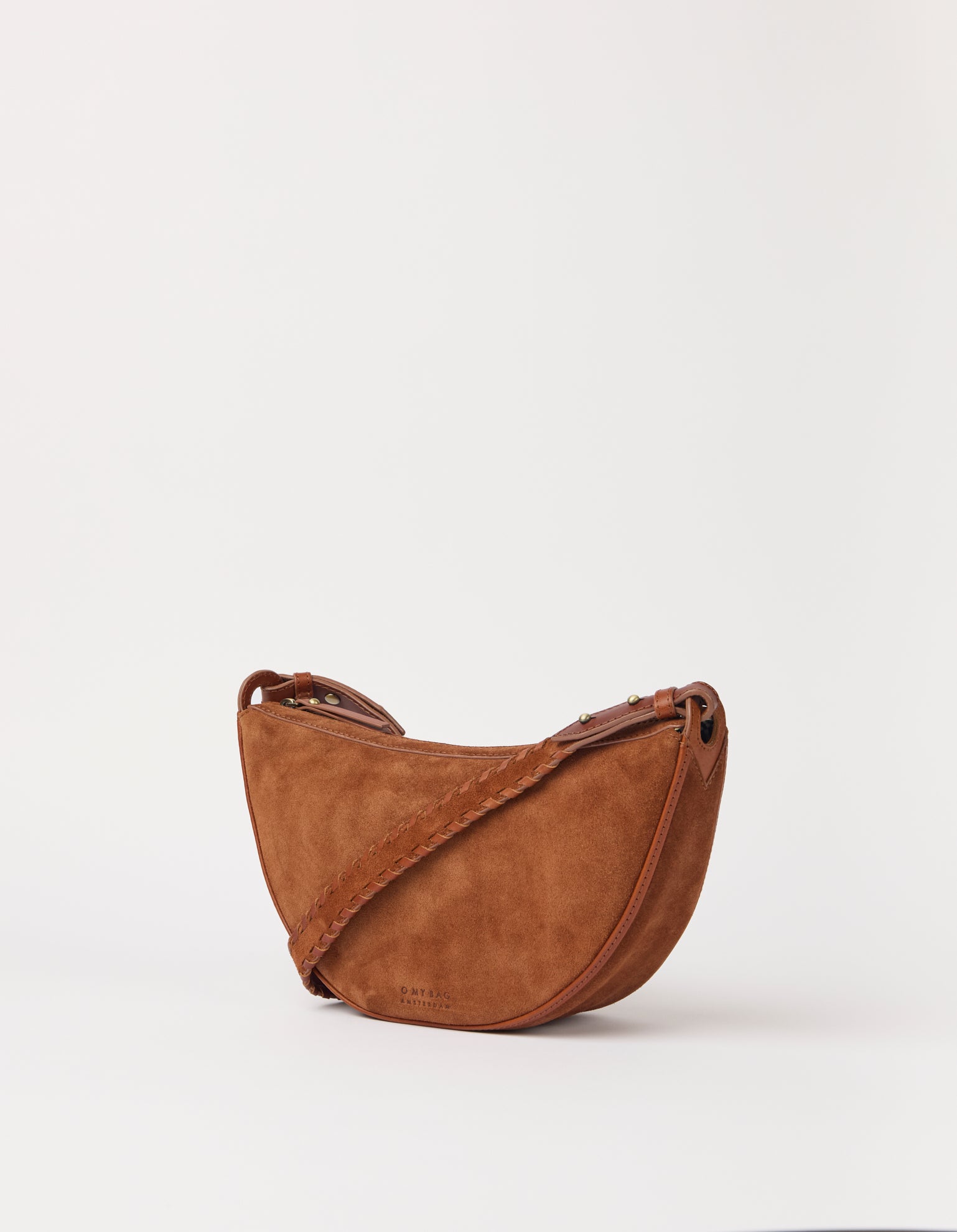 Leo Midi Crossbody Strap - Cognac Suède with Classic Leather