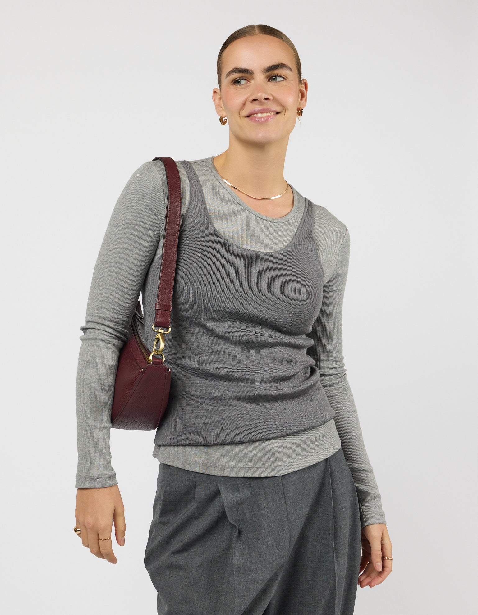 Leo Midi - Dark Cherry Soft Grain Leather