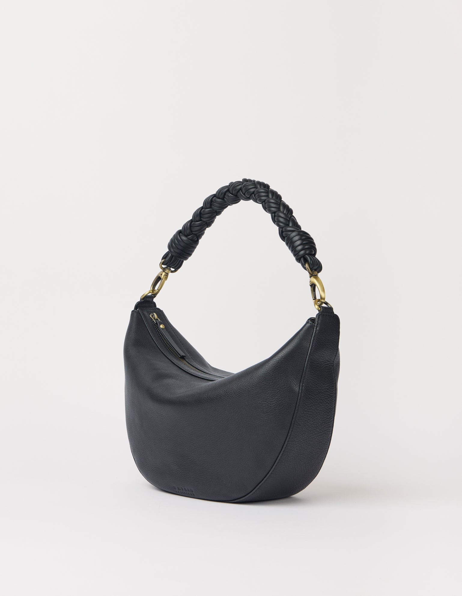 Leo Maxi Twisted Handle - Black Soft Grain Leather