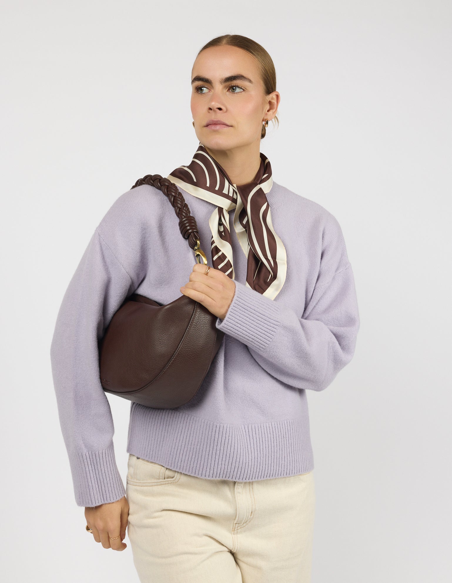 Leo Maxi Twisted Handle - Chocolate Soft Grain Leather