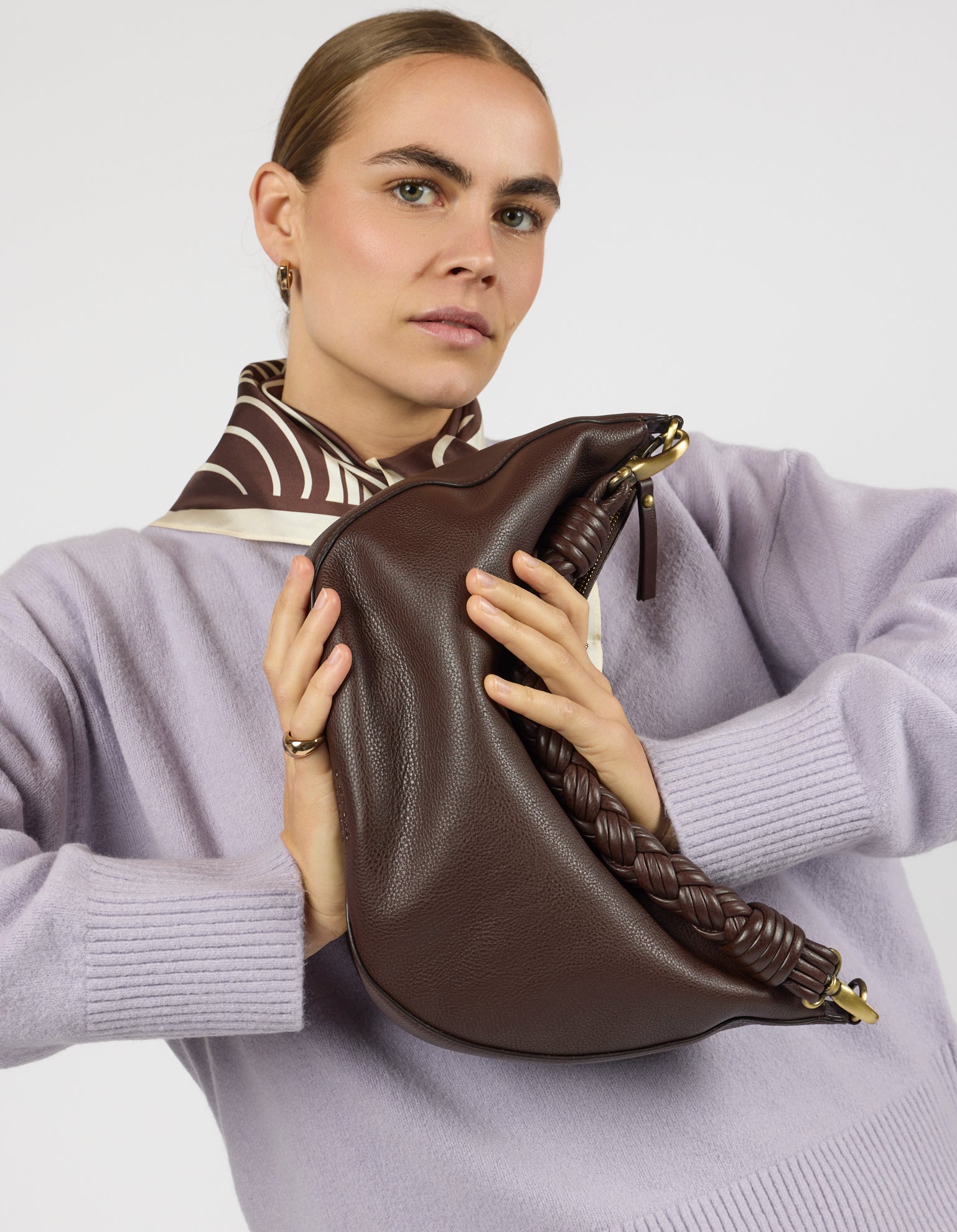 Leo Maxi Twisted Handle - Chocolate Soft Grain Leather