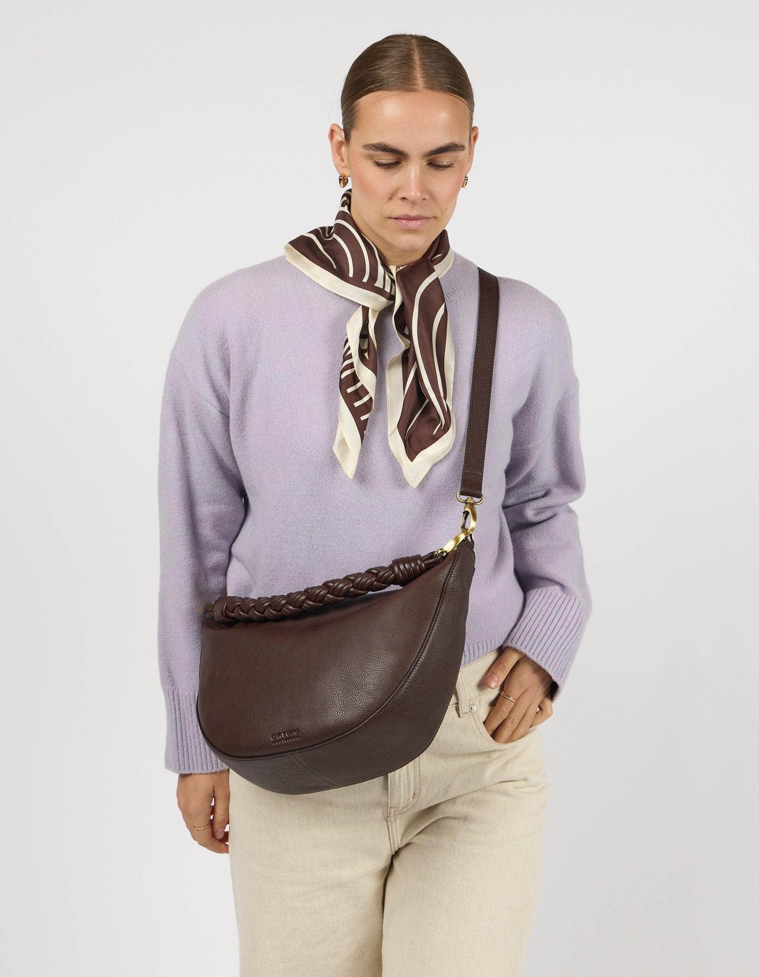 Leo Maxi Twisted Handle - Chocolate Soft Grain Leather