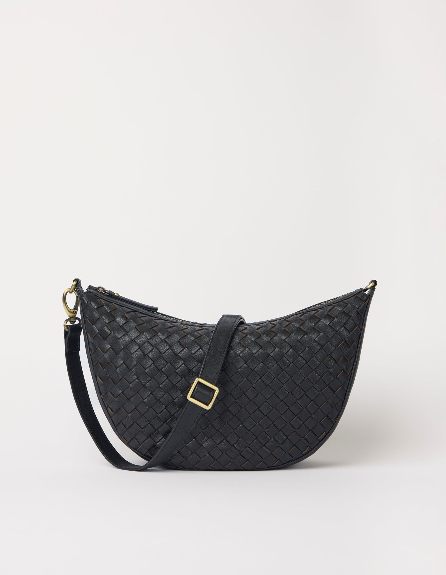 Leo Maxi - Black Woven Soft Grain Leather