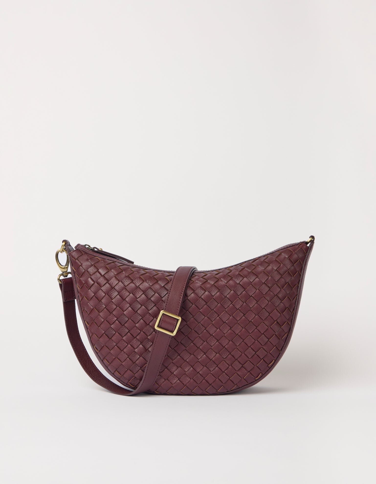 Leo Maxi - Dark Cherry Woven Soft Grain Leather