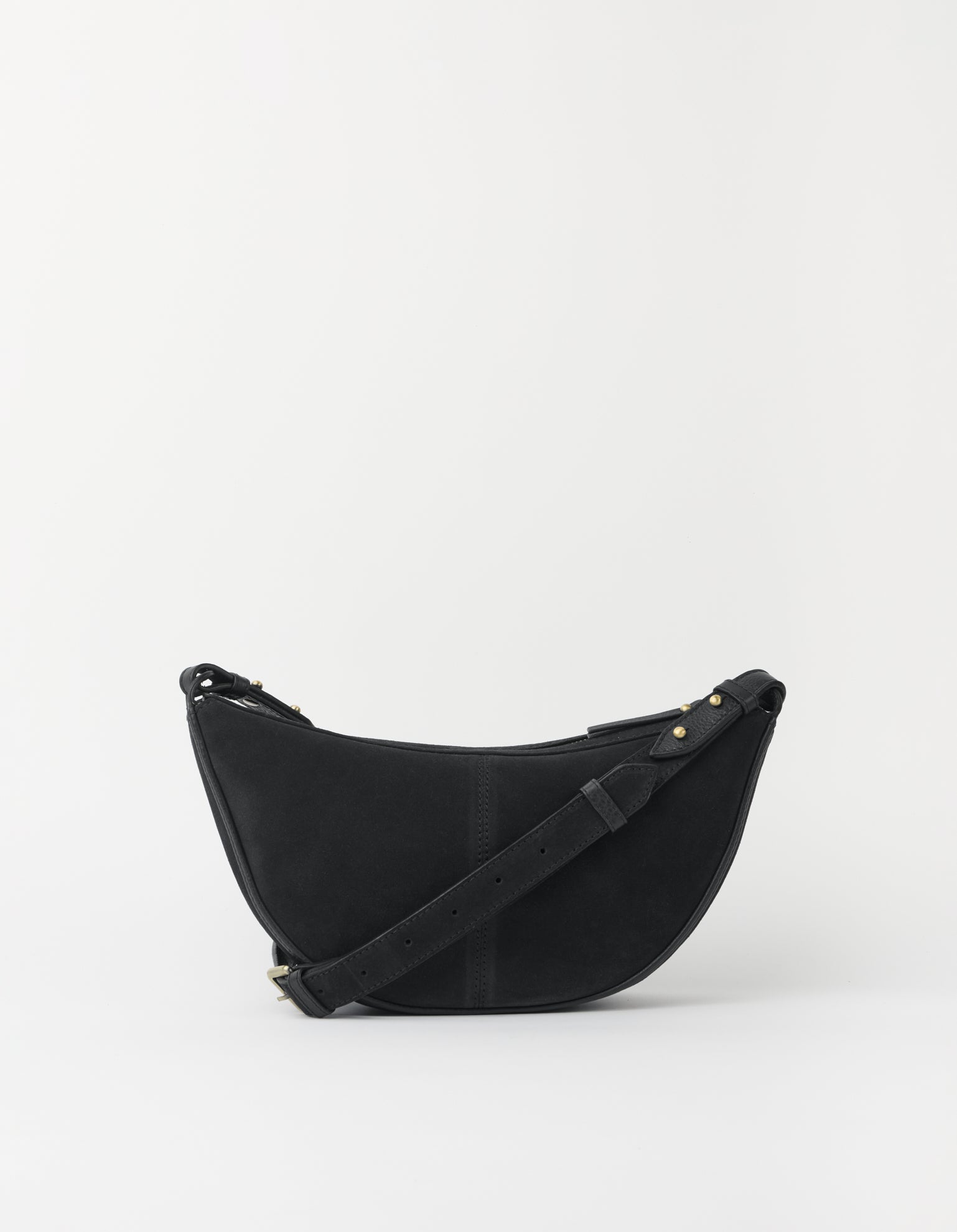 Leo Midi Crossbody Strap - Black Suède