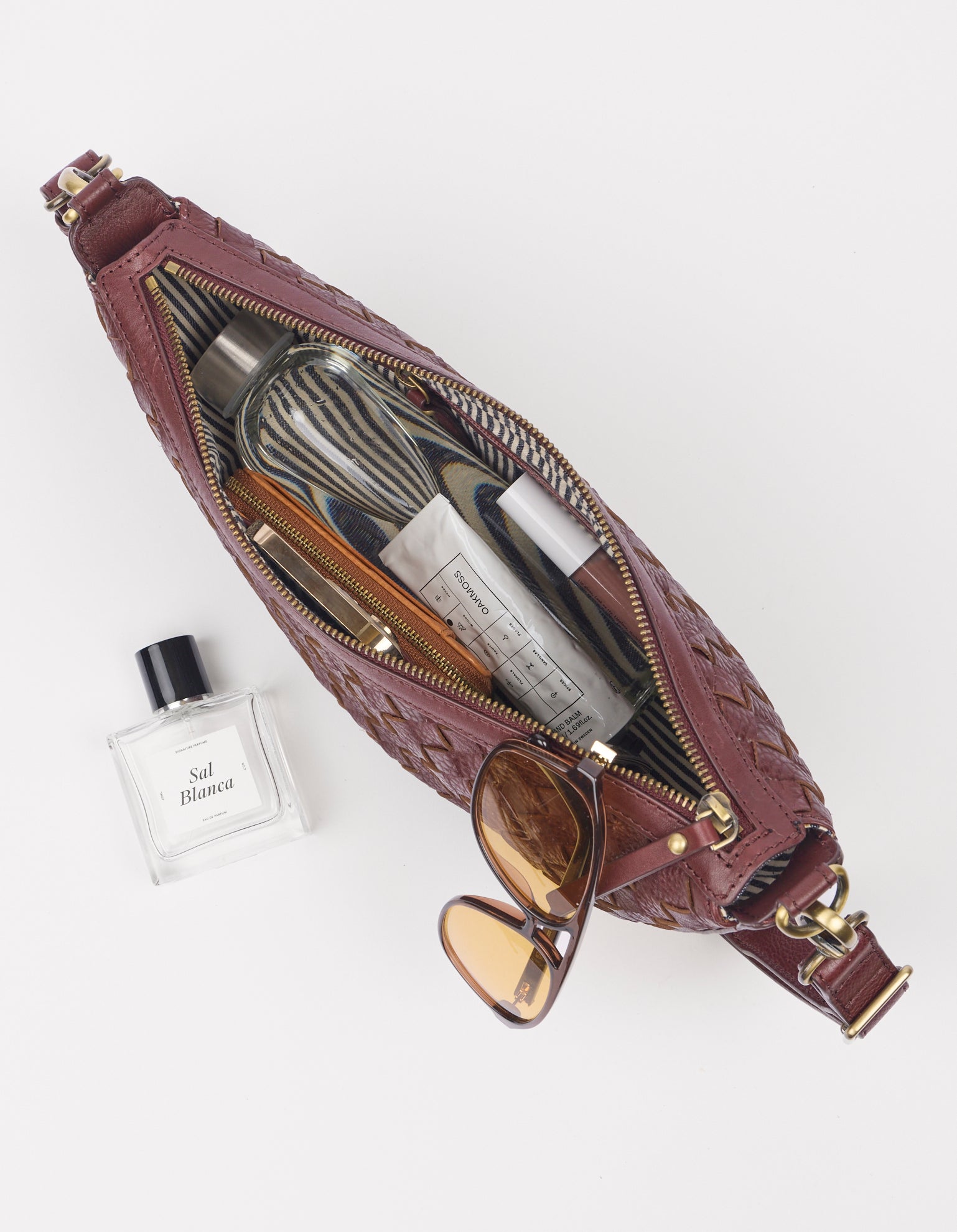 Leo Midi - Dark Cherry Woven Soft Grain Leather