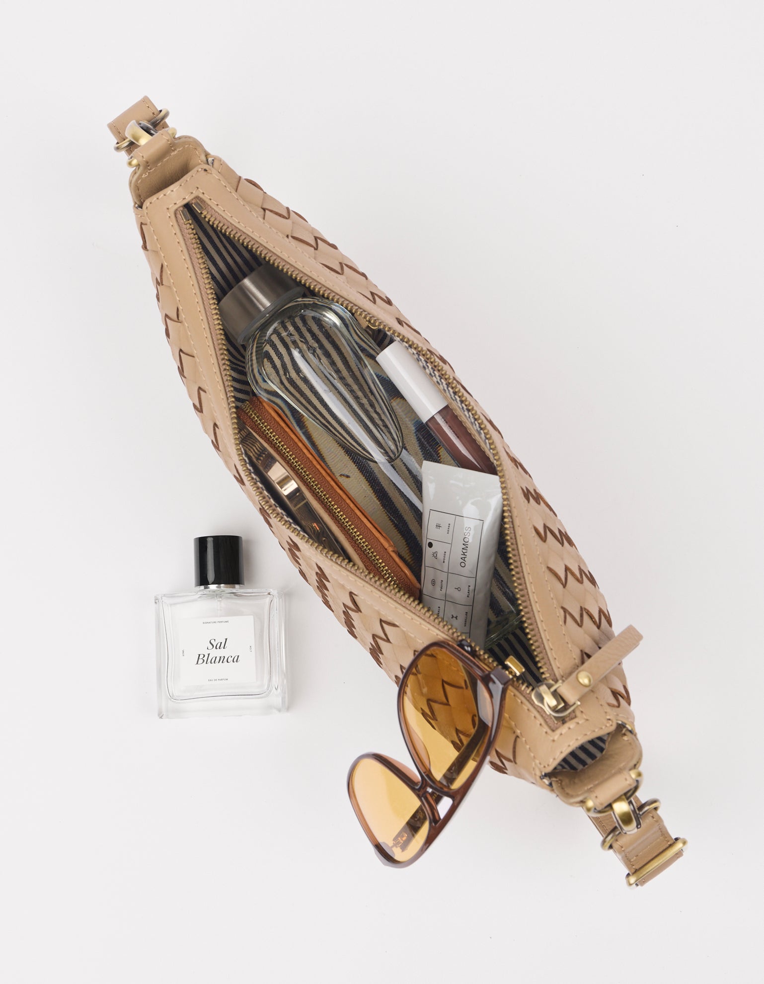 Leo Midi - Dark Sand Woven Soft Grain Leather