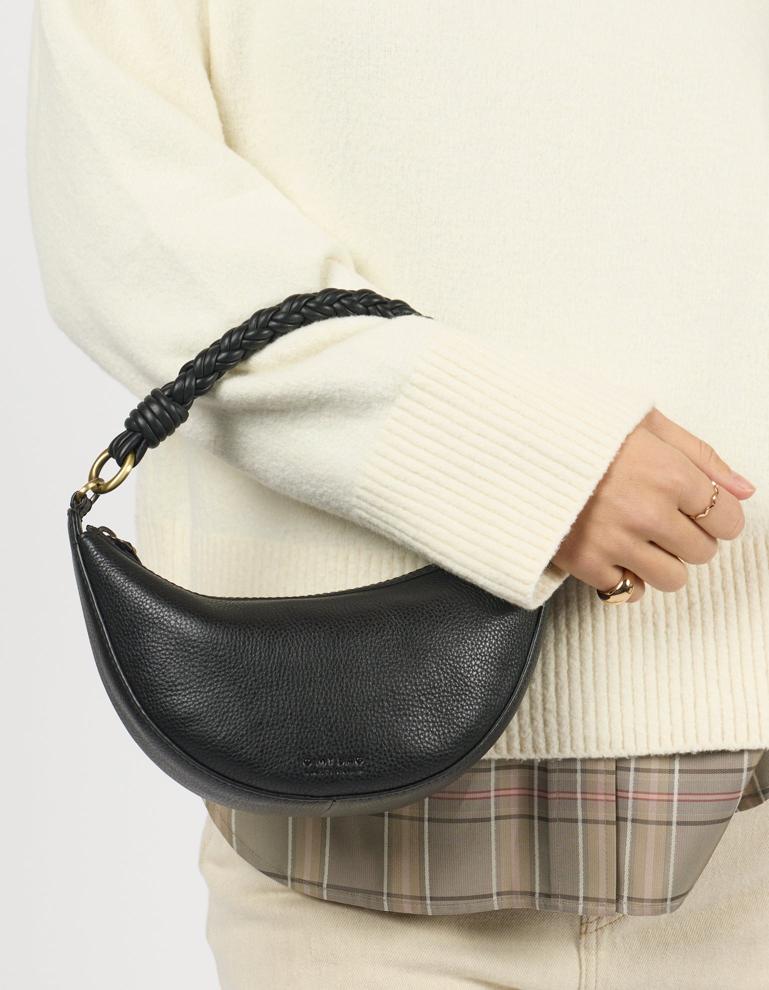 Leo Mini Twisted Handle - Black Soft Grain Leather