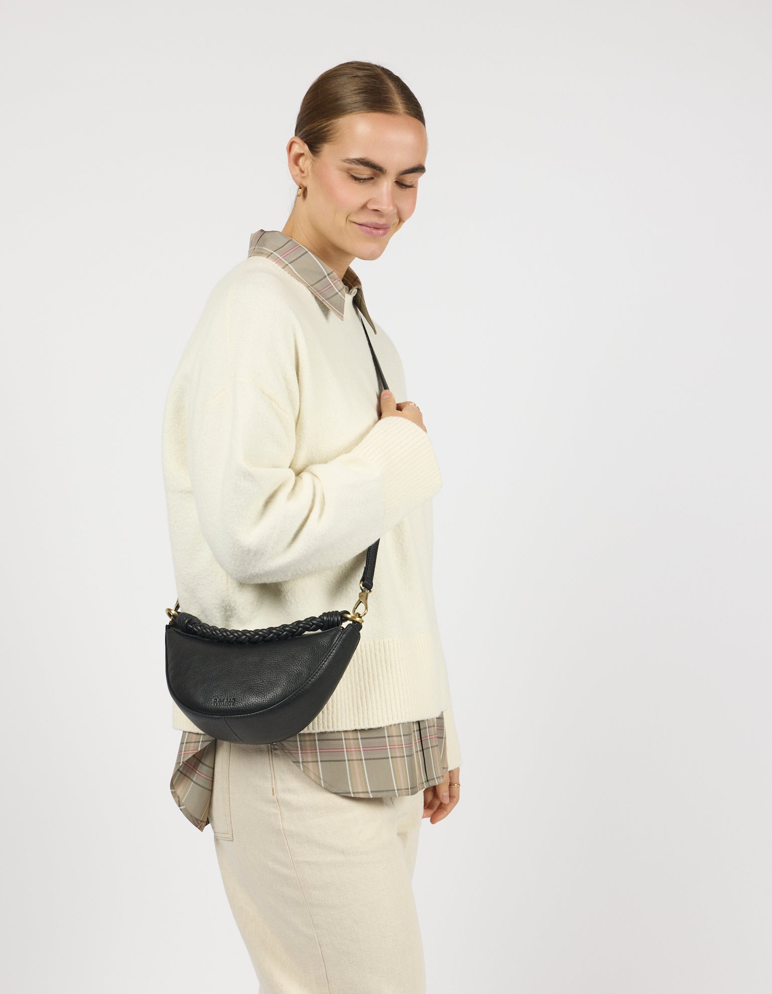 Leo Mini Twisted Handle - Black Soft Grain Leather