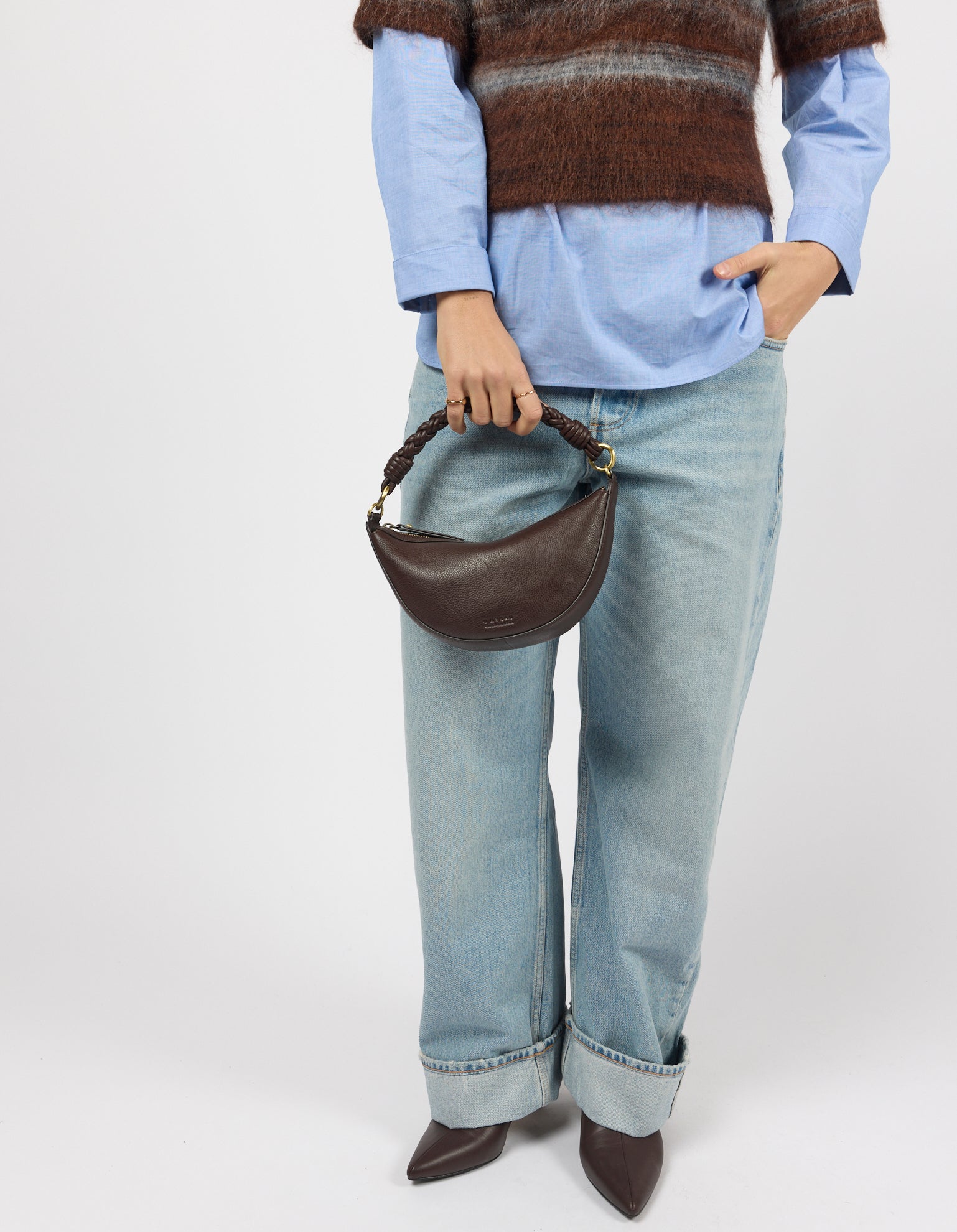 Leo Mini Twisted Handle - Chocolate Soft Grain Leather