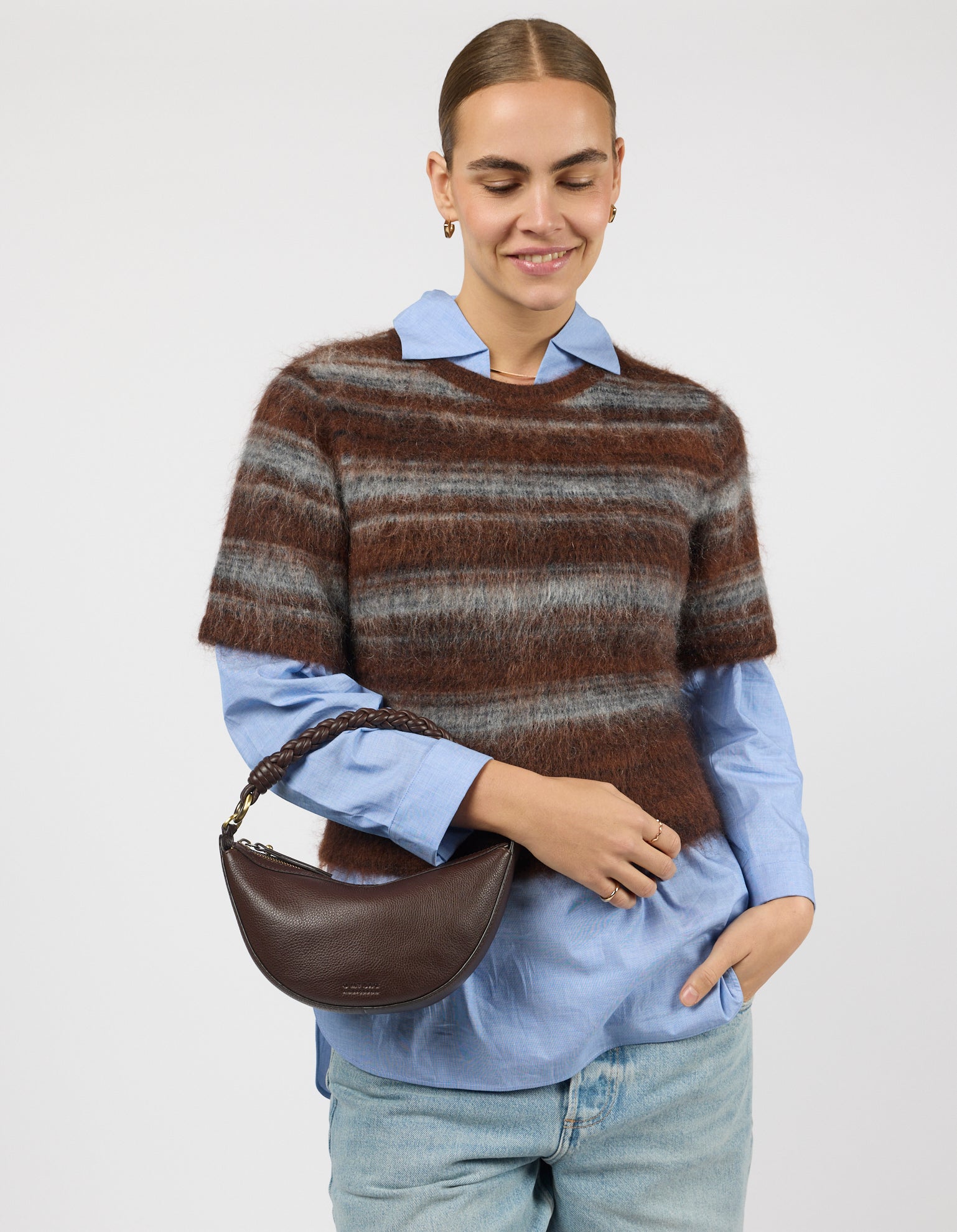 Leo Mini Twisted Handle - Chocolate Soft Grain Leather