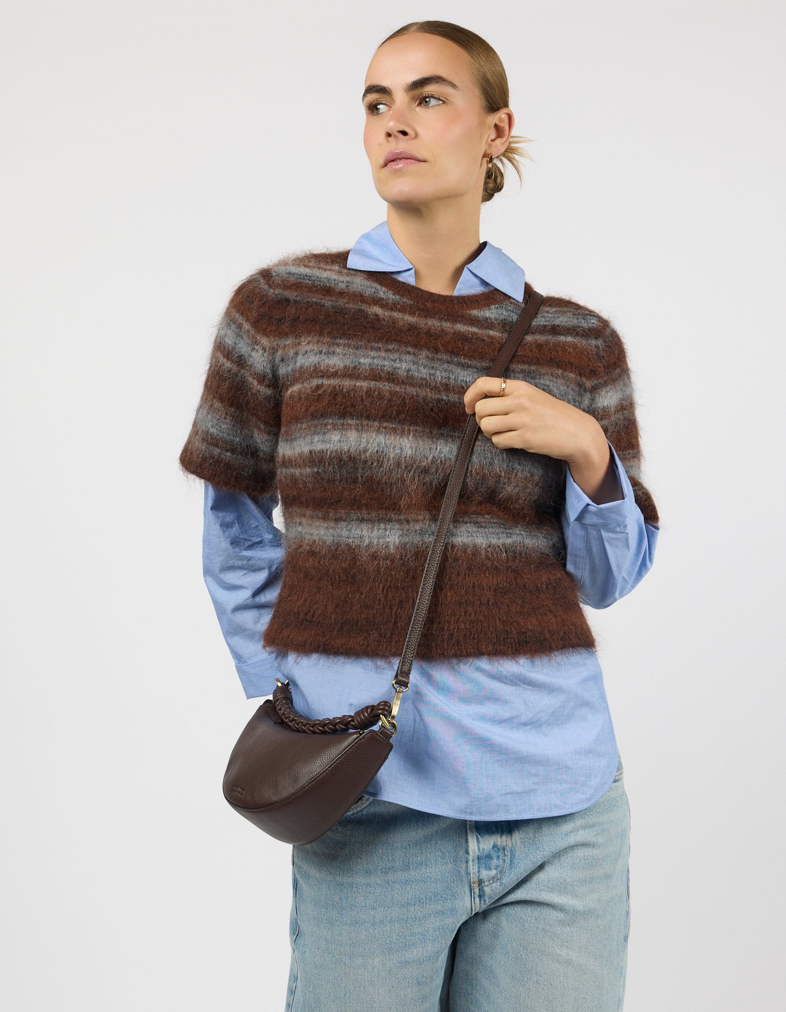 Leo Mini Twisted Handle - Chocolate Soft Grain Leather