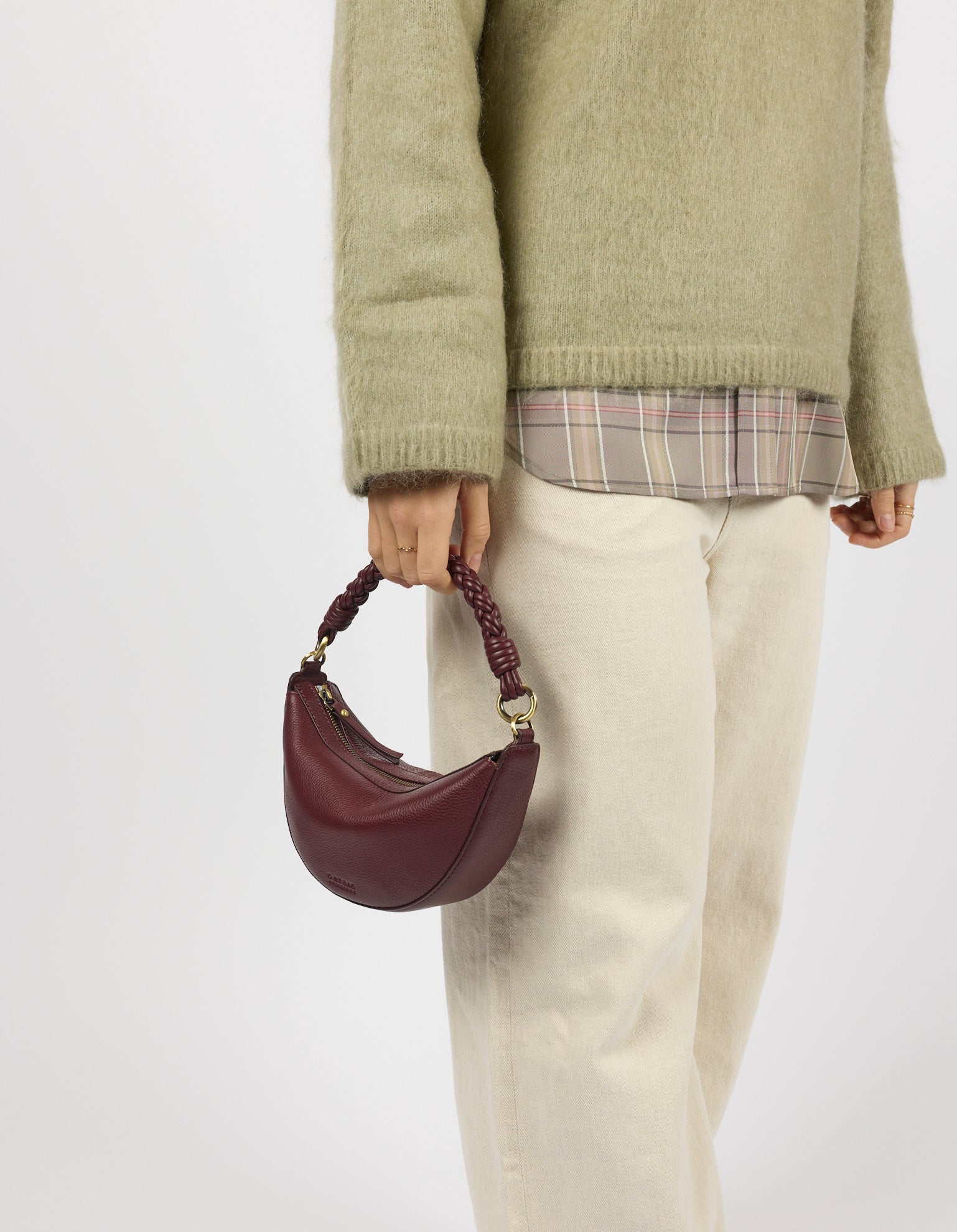 Leo Mini Twisted Handle - Dark Cherry Soft Grain Leather