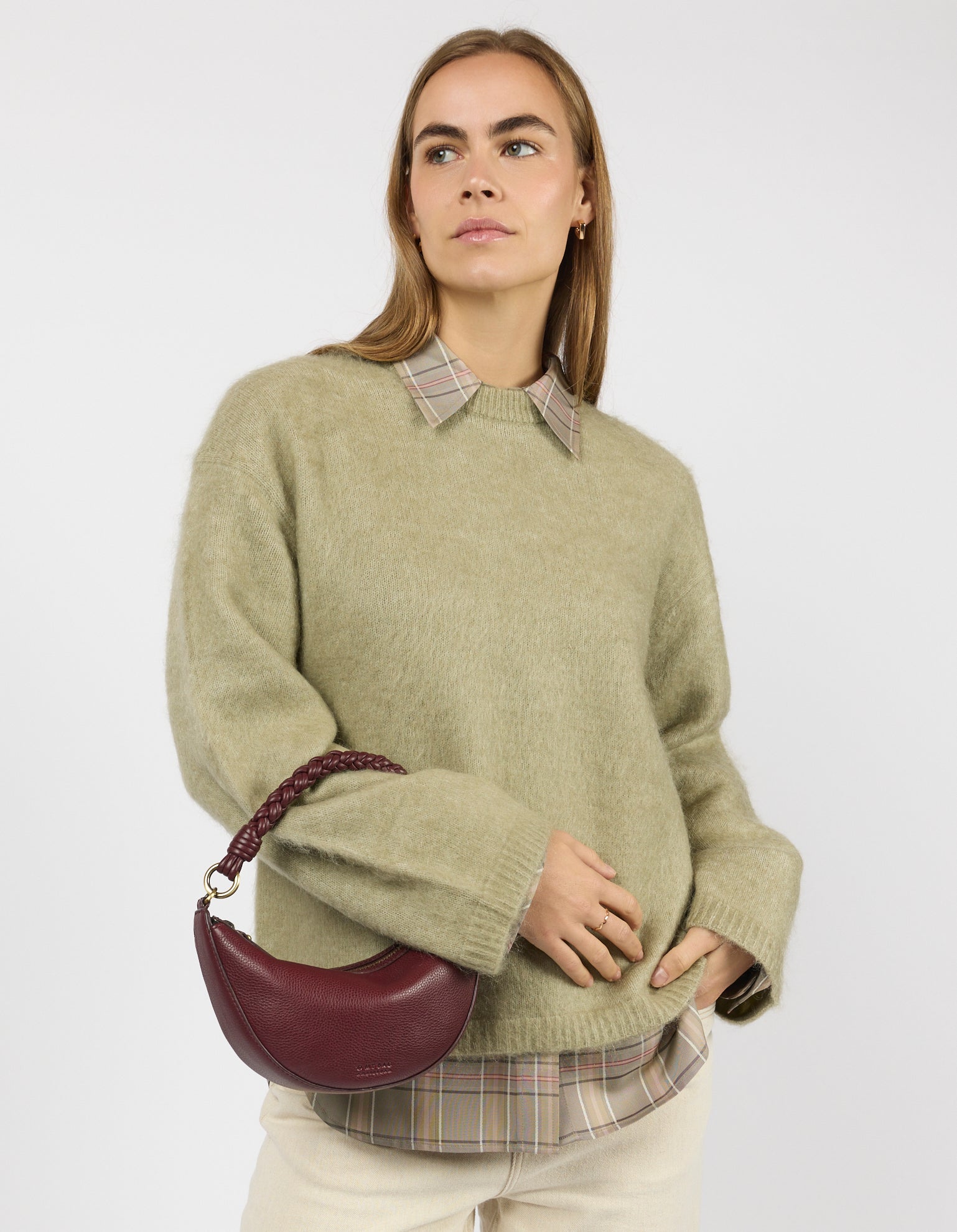 Leo Mini Twisted Handle - Dark Cherry Soft Grain Leather