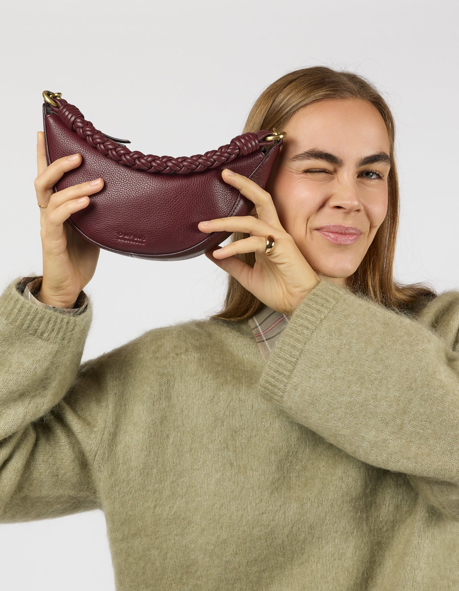 Leo Mini Twisted Handle - Dark Cherry Soft Grain Leather