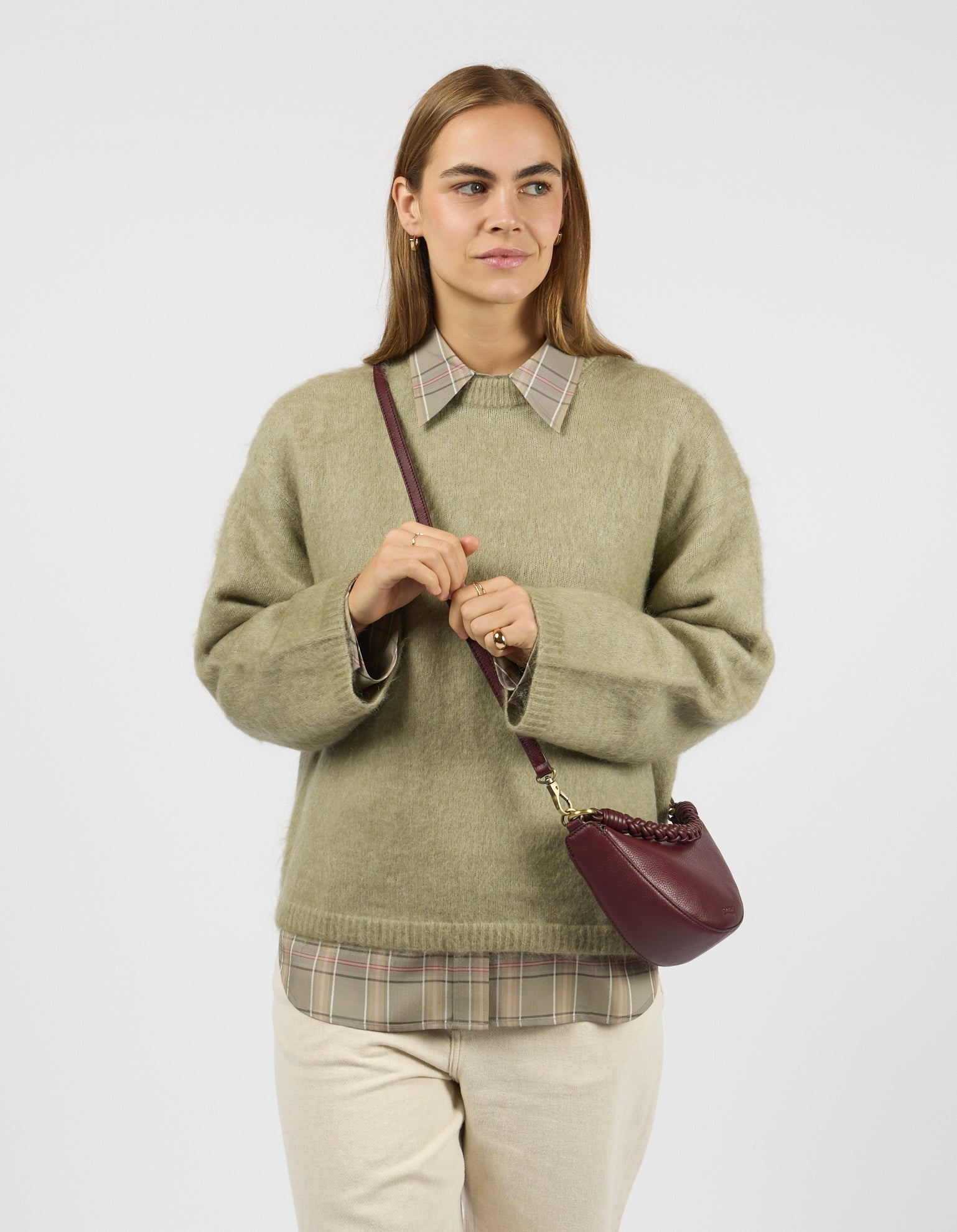 Leo Mini Twisted Handle - Dark Cherry Soft Grain Leather