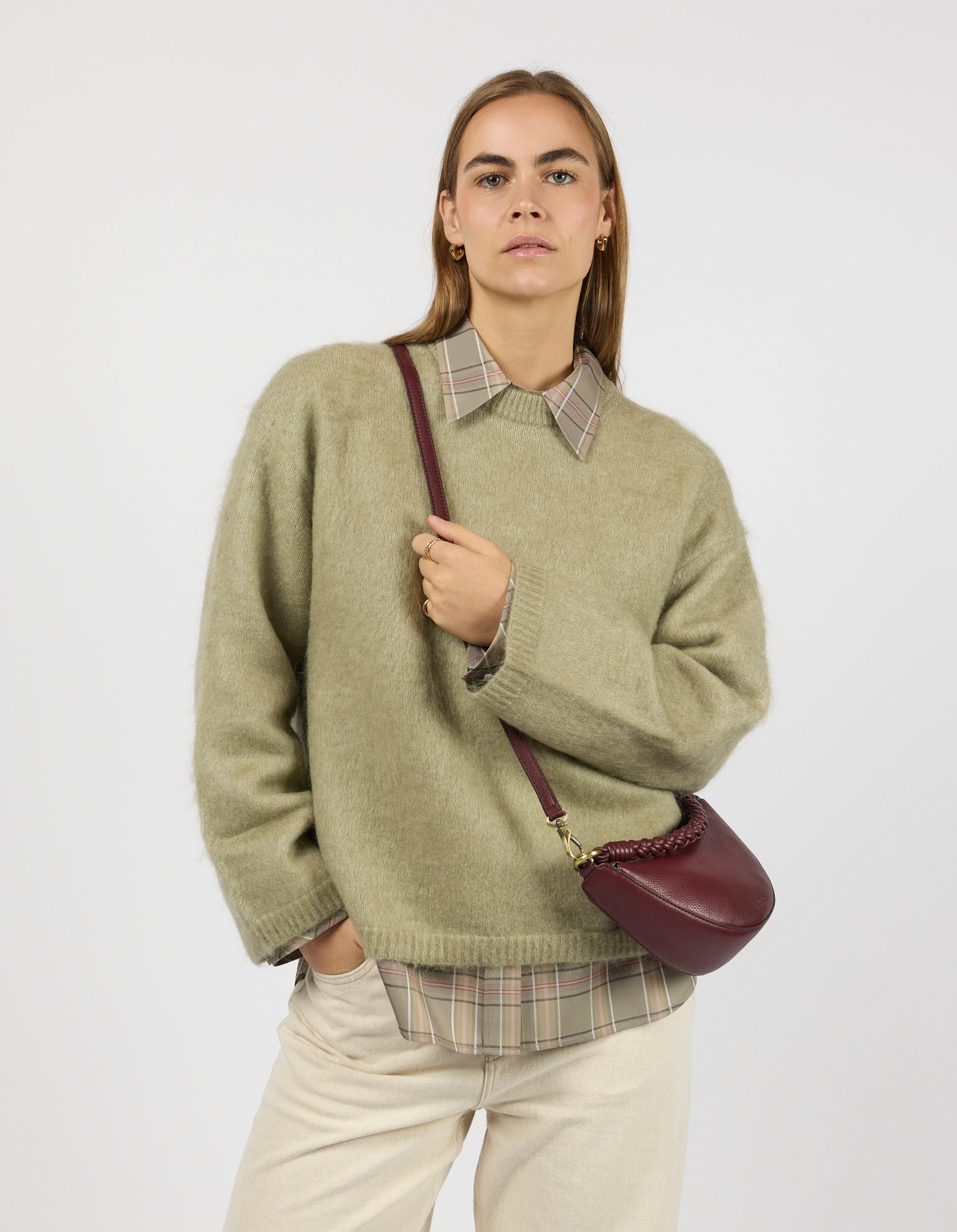 Leo Mini Twisted Handle - Dark Cherry Soft Grain Leather