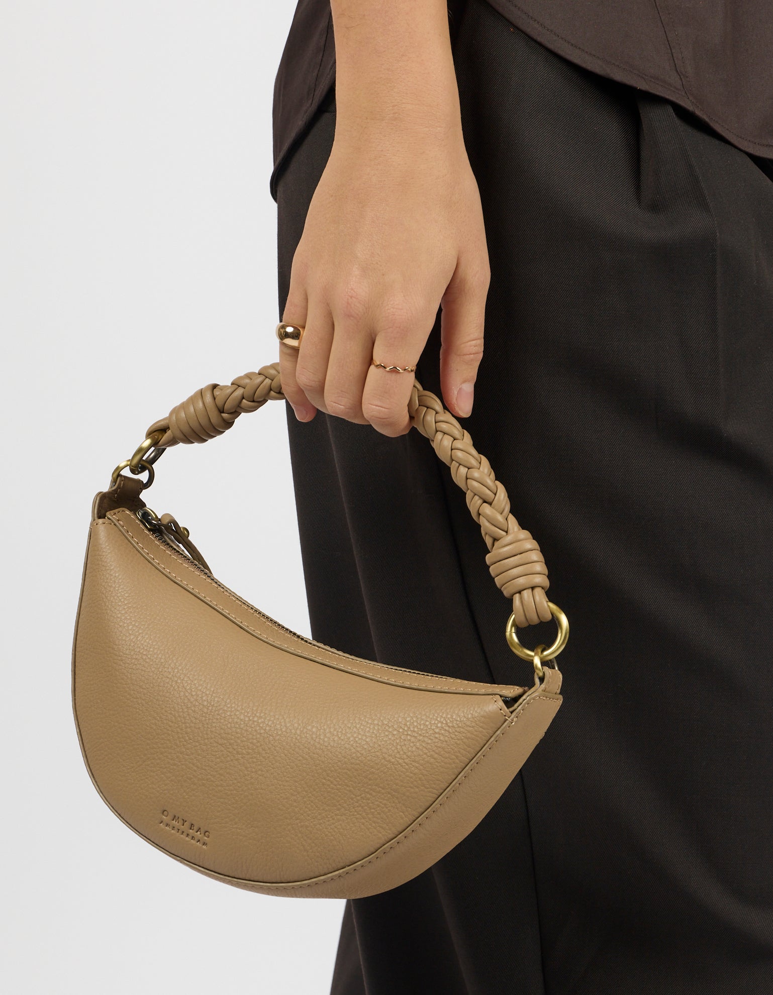 Leo Mini Twisted Handle - Dark Sand Soft Grain Leather