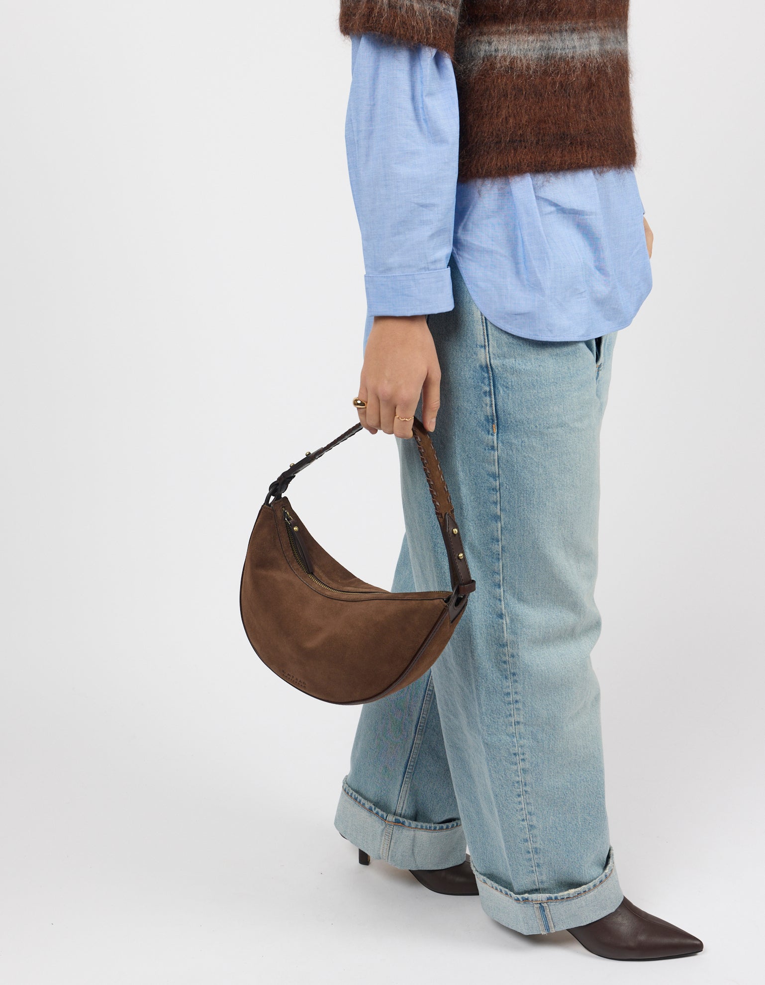 Leo Midi Shoulder Strap - Chocolate Suède with Classic Leather