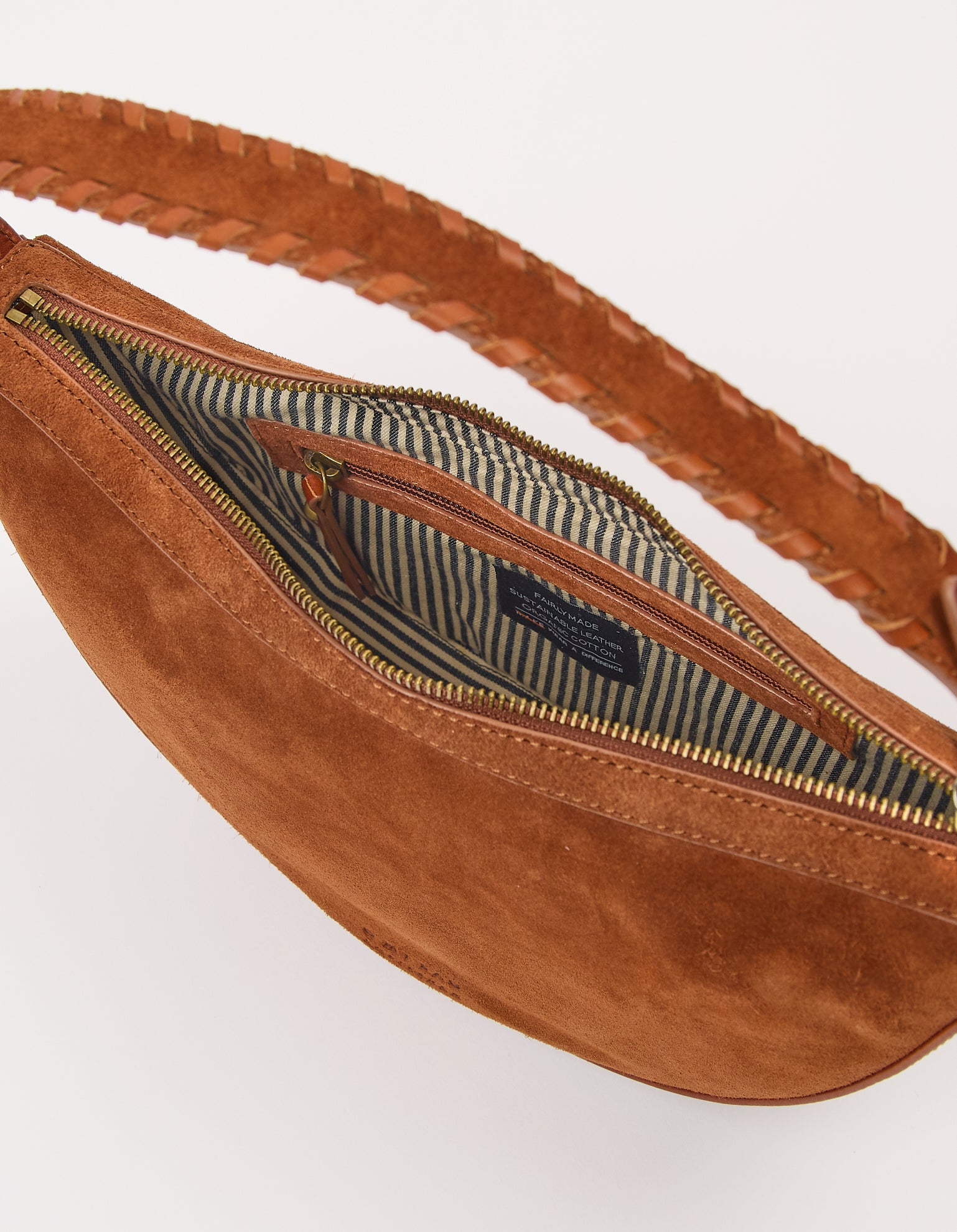 Leo Midi Shoulder Strap - Cognac Suède with Classic Leather