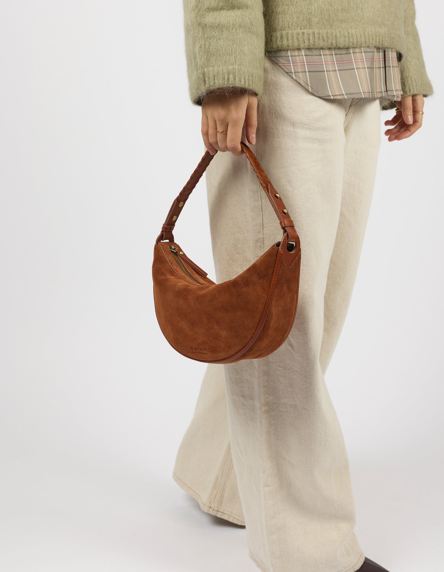 Leo Midi Shoulder Strap - Cognac Suède with Classic Leather