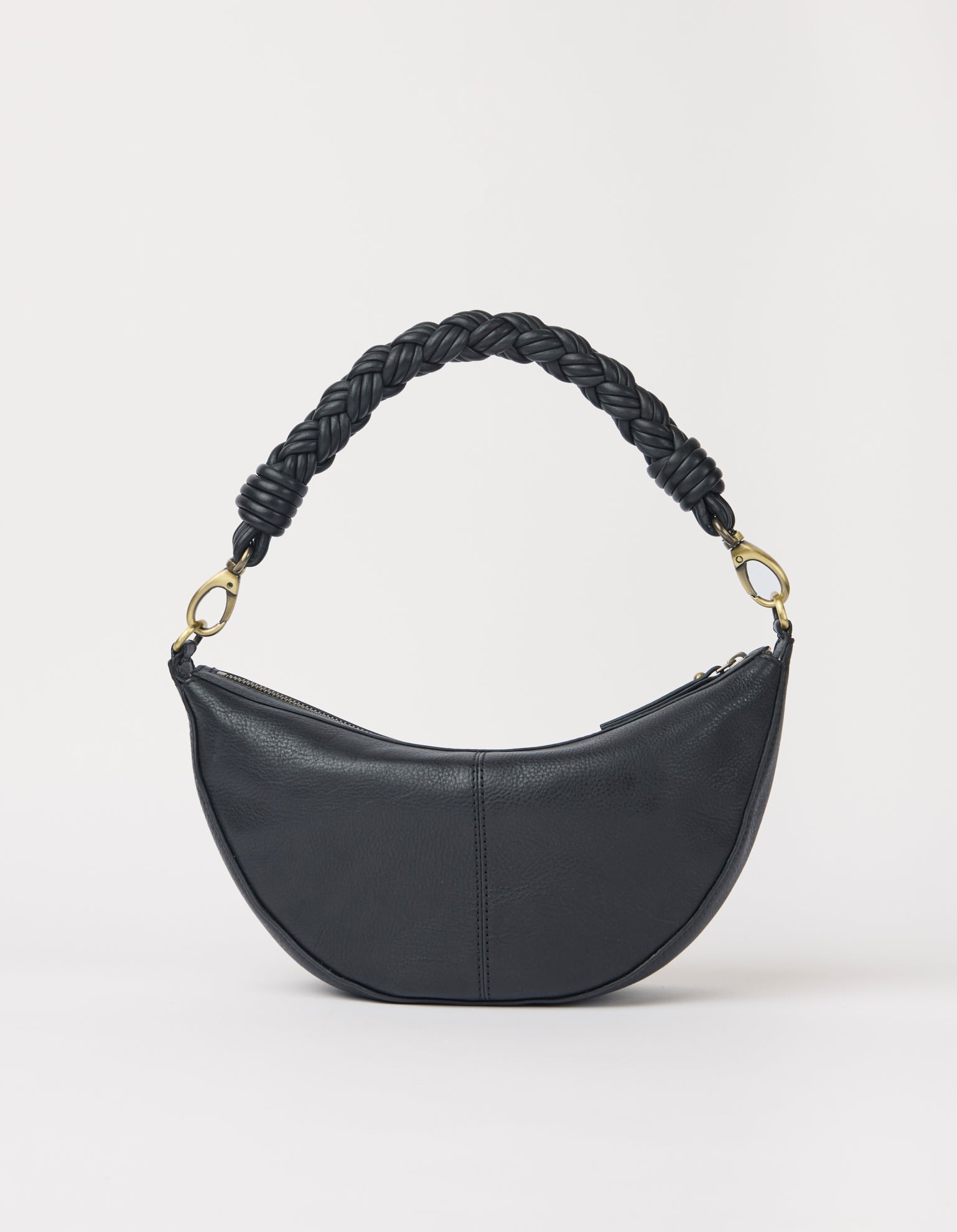 Leo Midi Twisted Handle - Black Soft Grain Leather