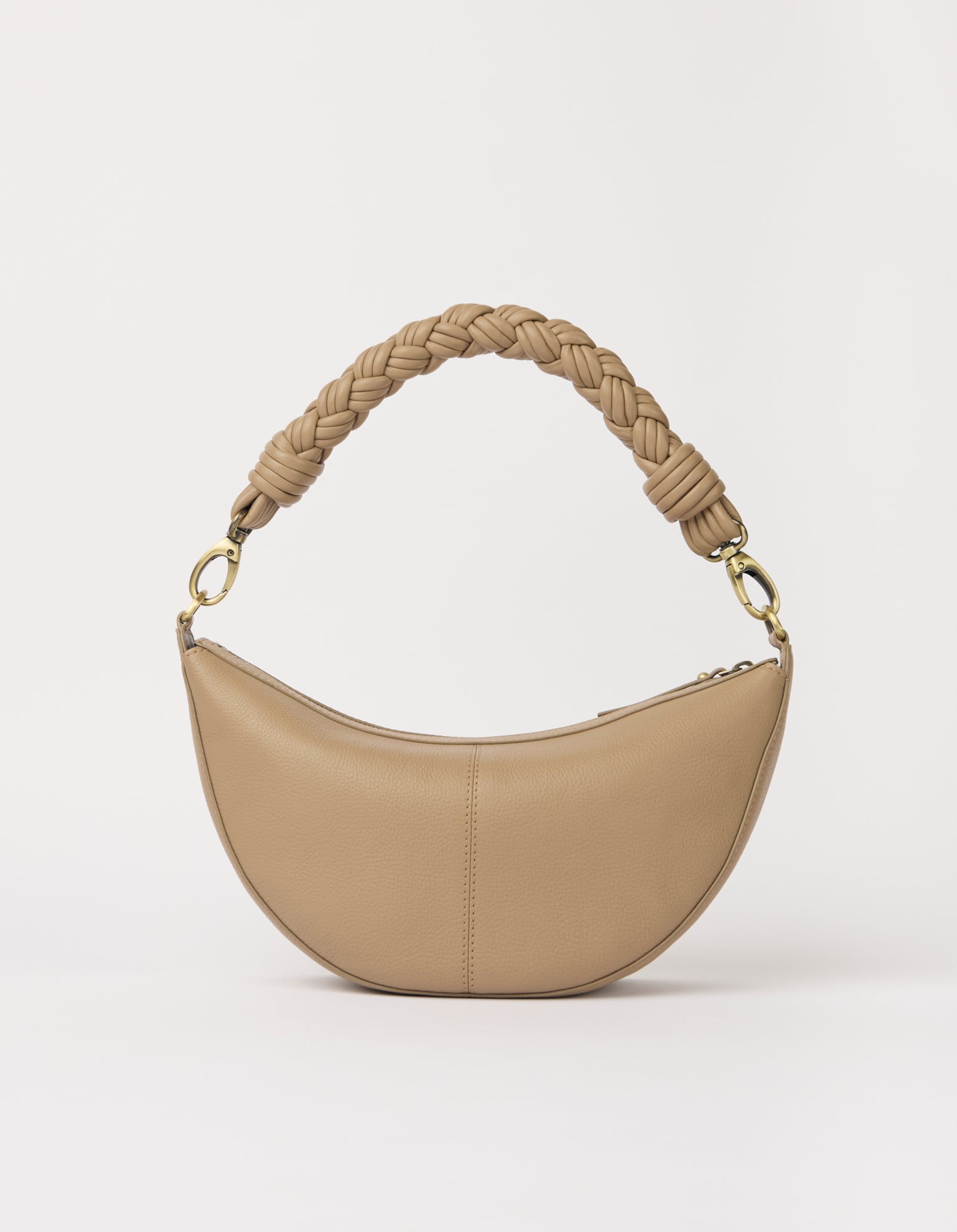 Leo Midi Twisted Handle - Dark Sand Soft Grain Leather