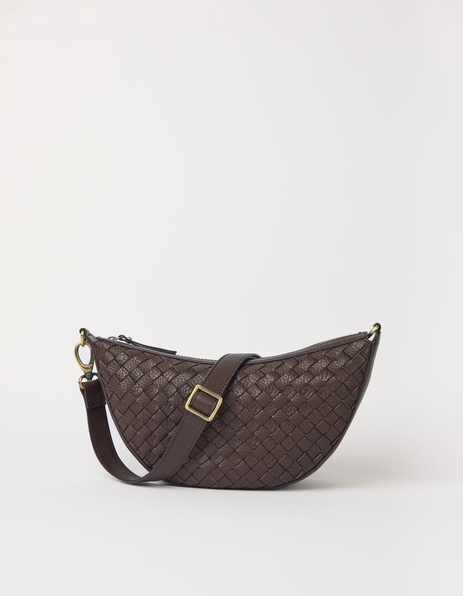Leo Midi - Chocolate Woven Soft Grain Leather
