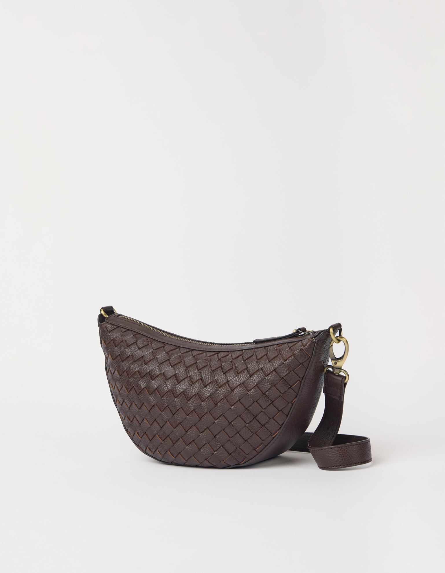Leo Midi - Chocolate Woven Soft Grain Leather