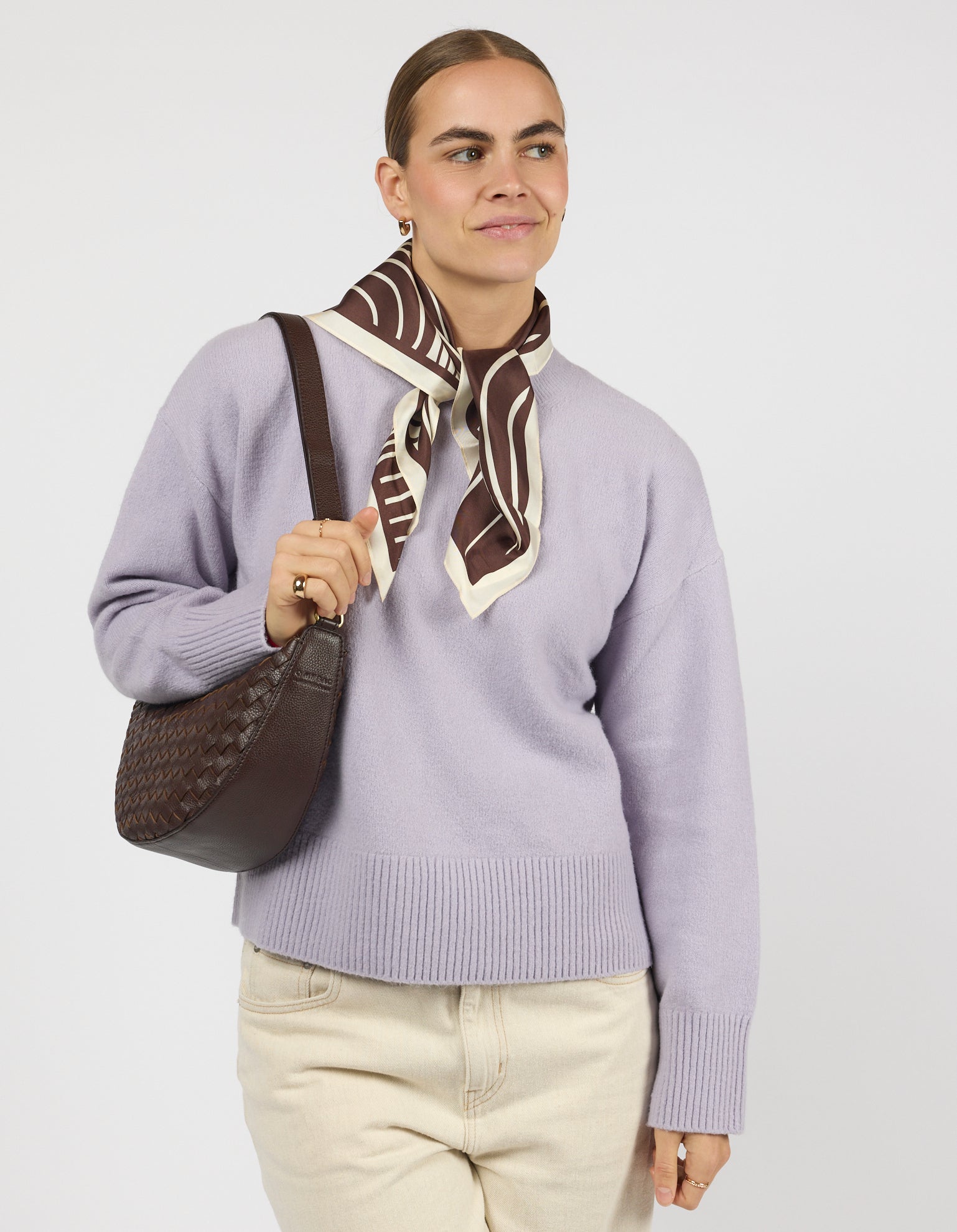 Leo Midi - Chocolate Woven Soft Grain Leather