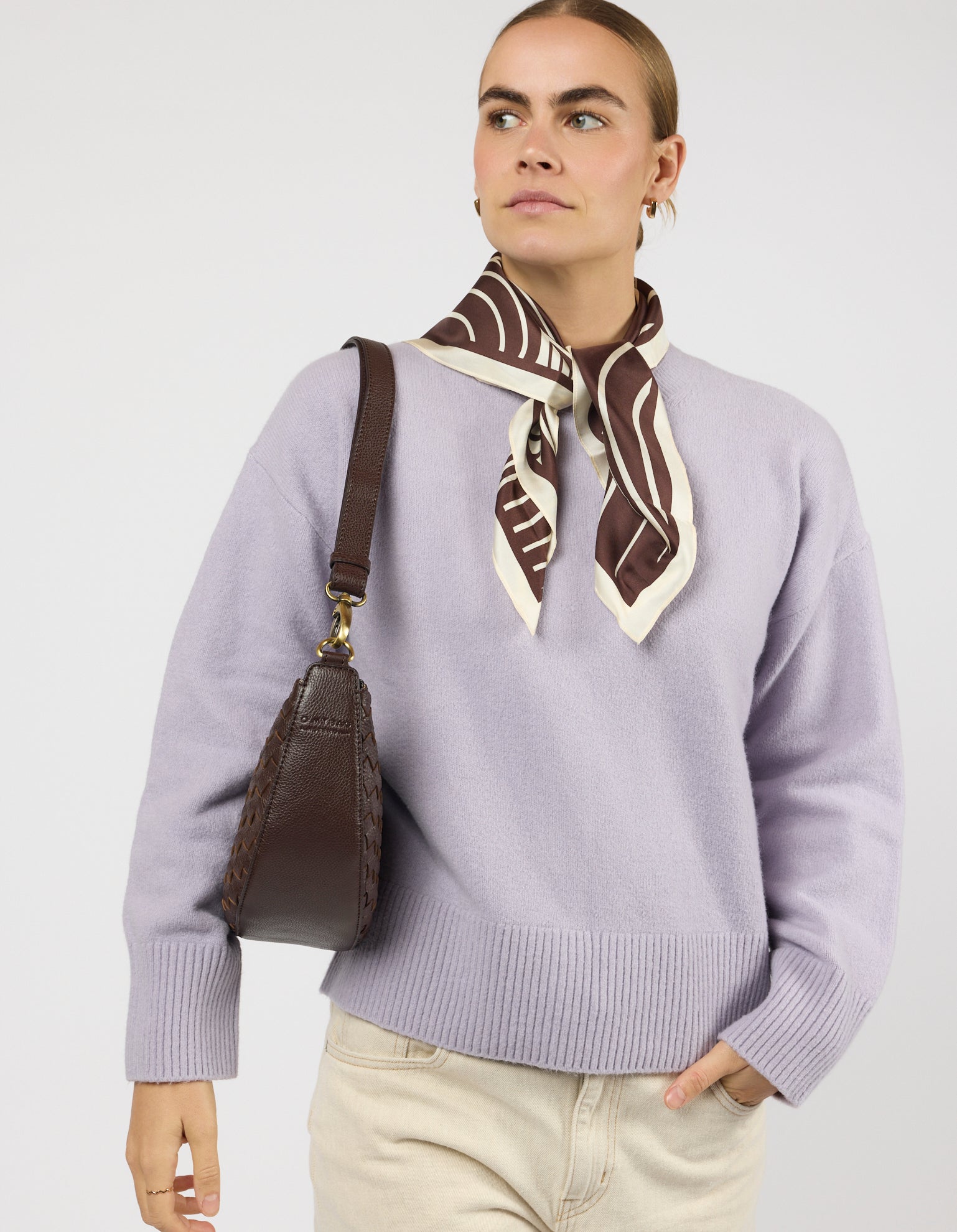 Leo Midi - Chocolate Woven Soft Grain Leather