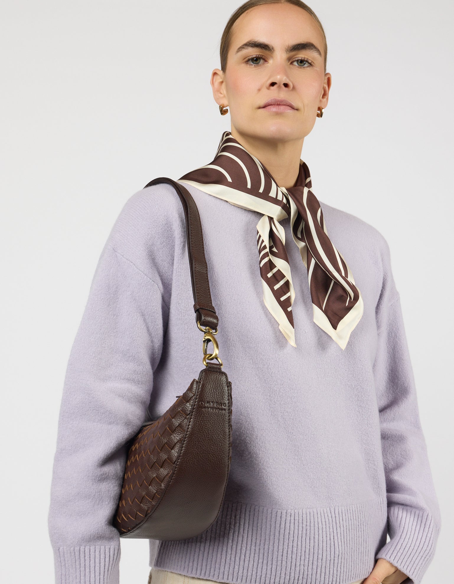 Leo Midi - Chocolate Woven Soft Grain Leather