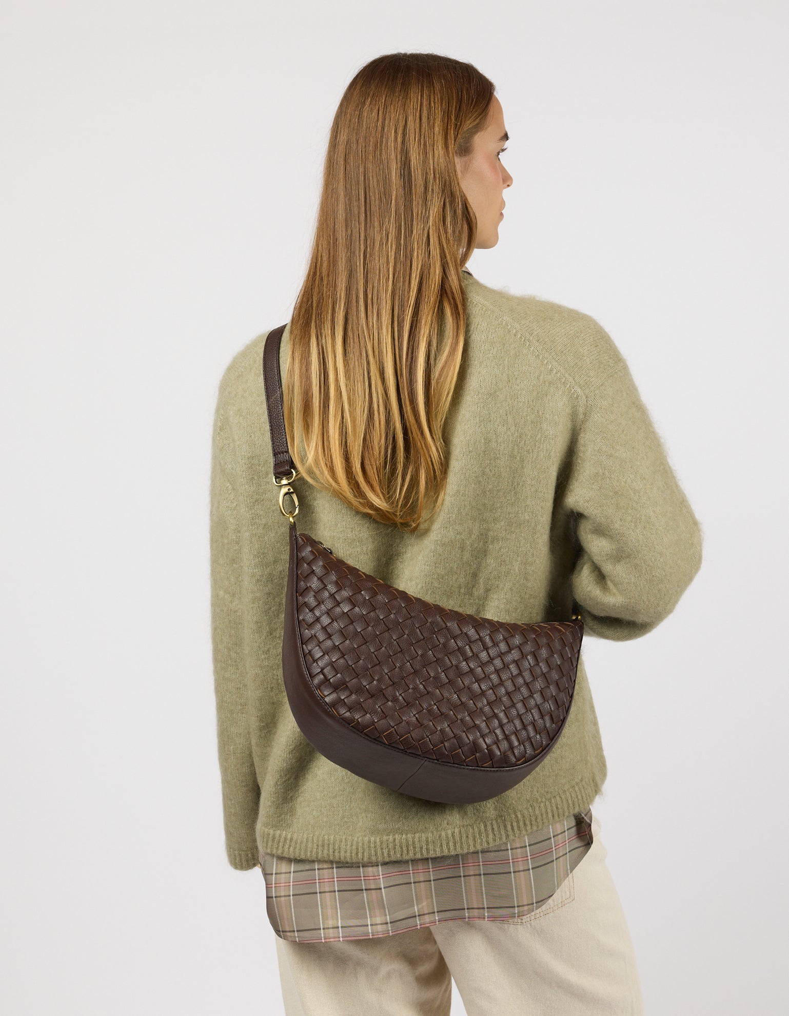 Leo Maxi - Chocolate Woven Soft Grain Leather