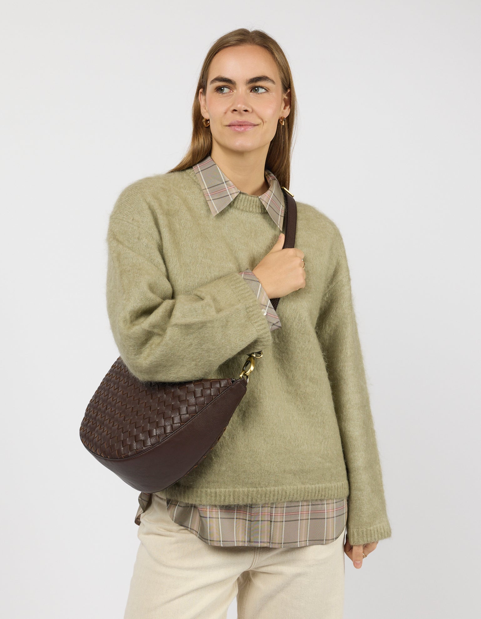 Leo Maxi - Chocolate Woven Soft Grain Leather