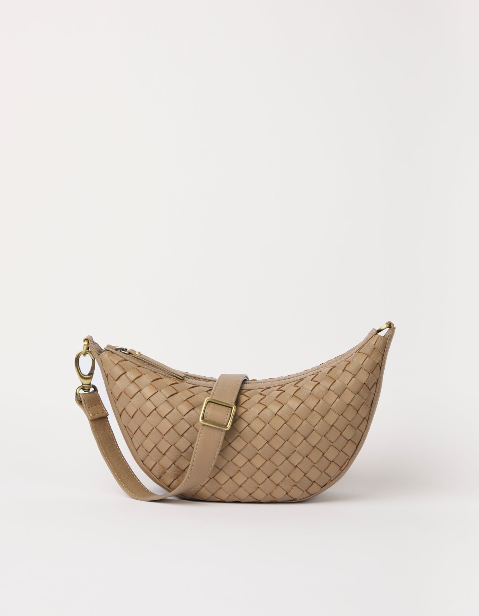 Leo Midi - Dark Sand Woven Soft Grain Leather