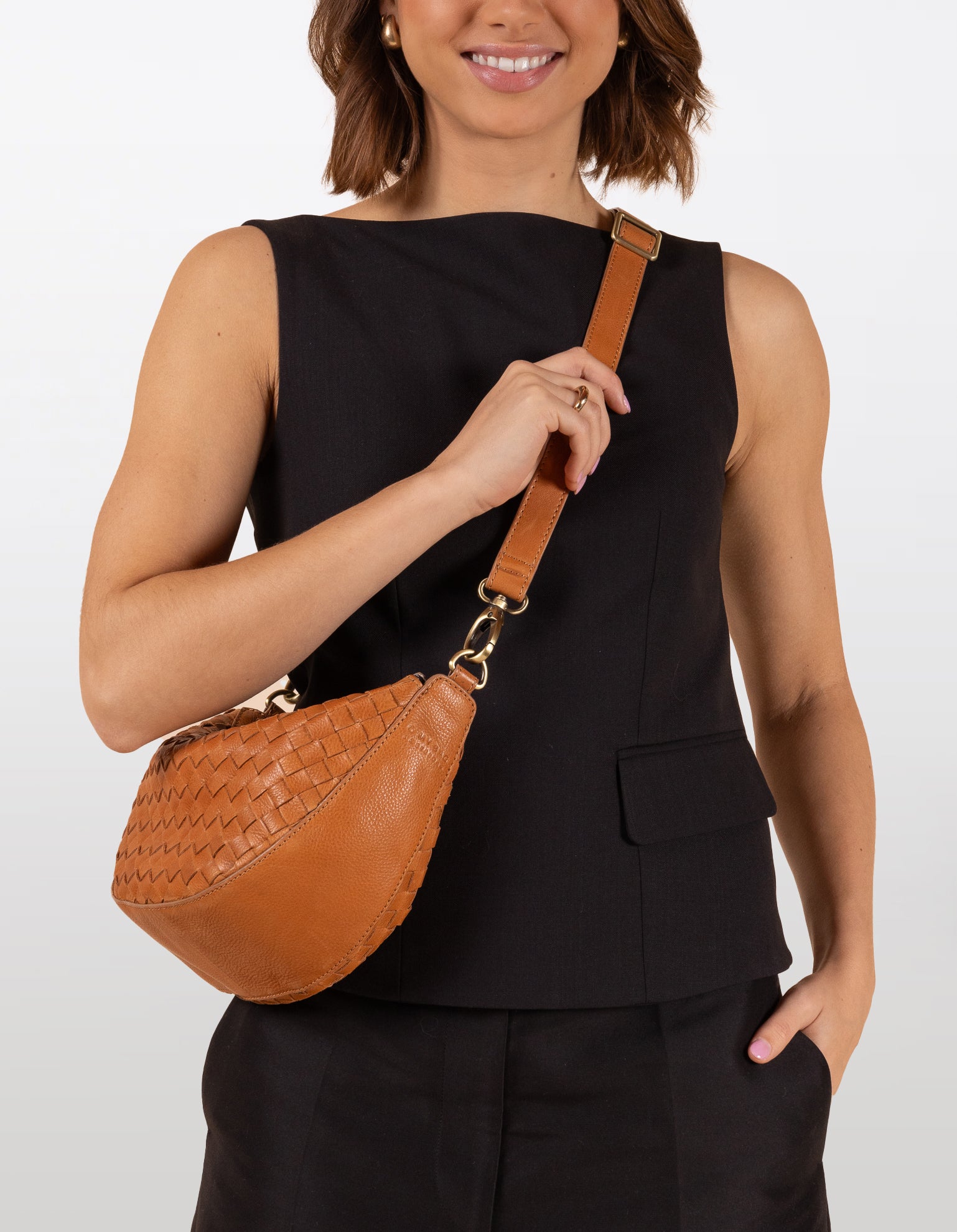 Leo Midi - Wild Oak Woven Soft Grain Leather