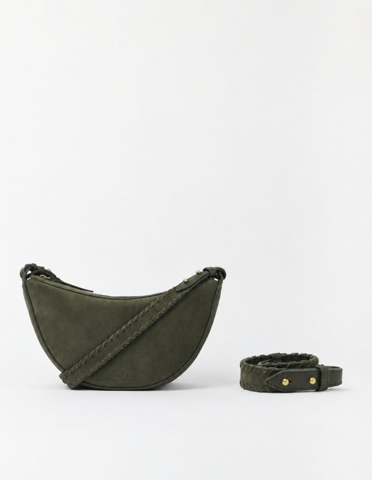 Leo Midi Crossbody & Shoulder Strap Set - Moss Suède