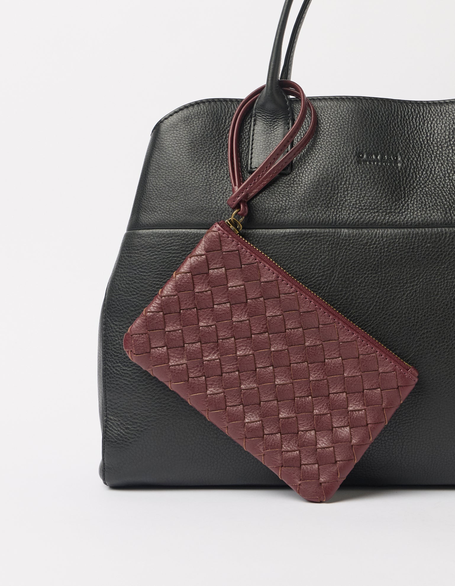 Lexi Midi - Dark Cherry Woven Soft Grain Leather