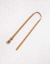 Cognac brown bag strap with buckle on white background