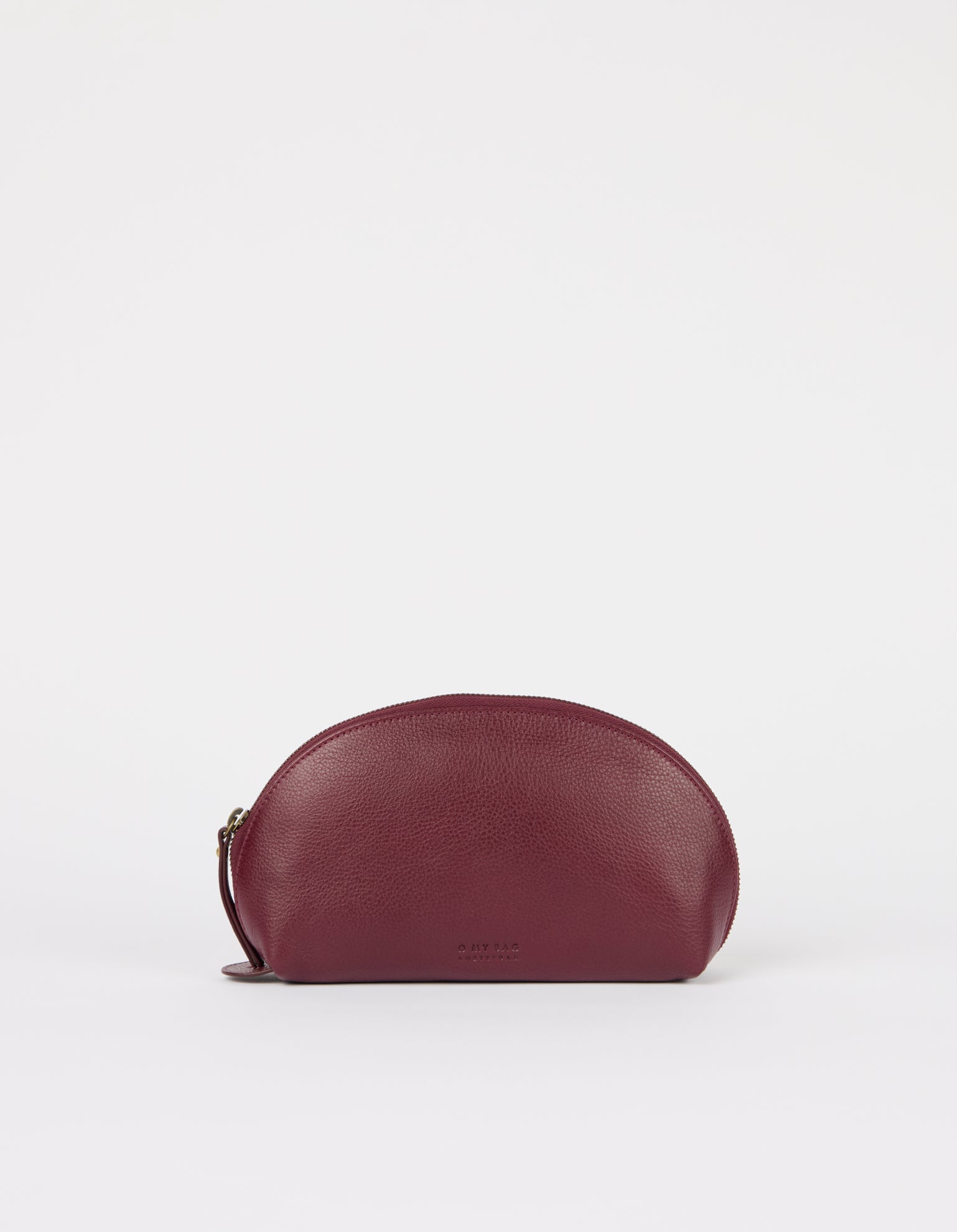 Make-up-Tasche Medium – Kirschrot Soft Grain Leder