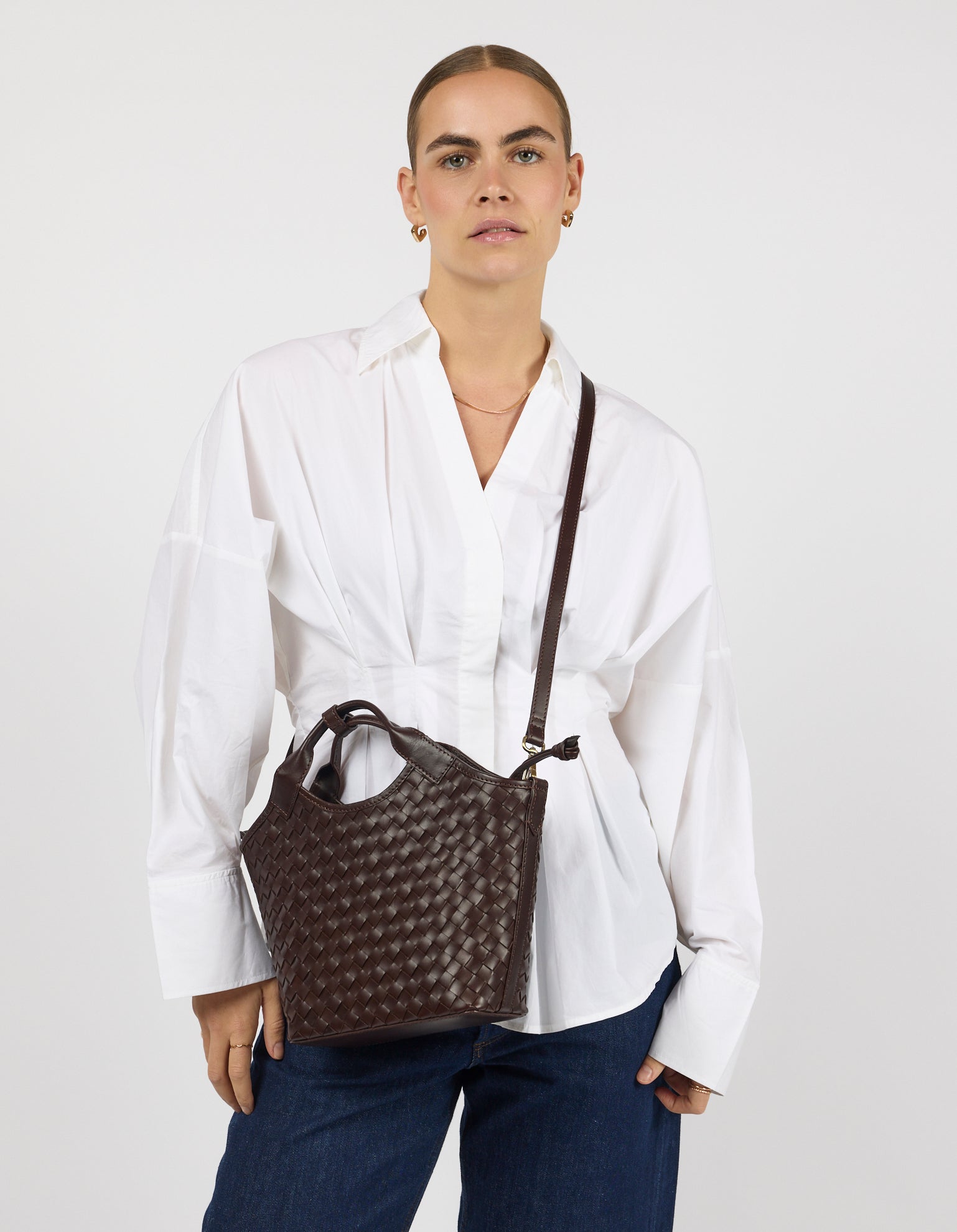 Mara Midi - Chocolate Woven Classic Leather