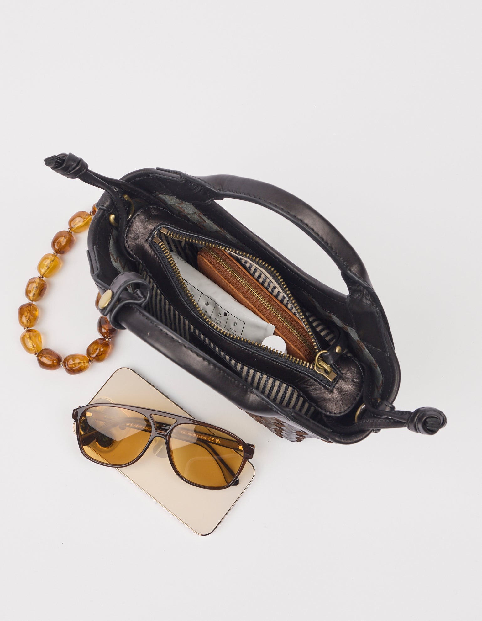 Mara Mini - Black Woven Classic Leather