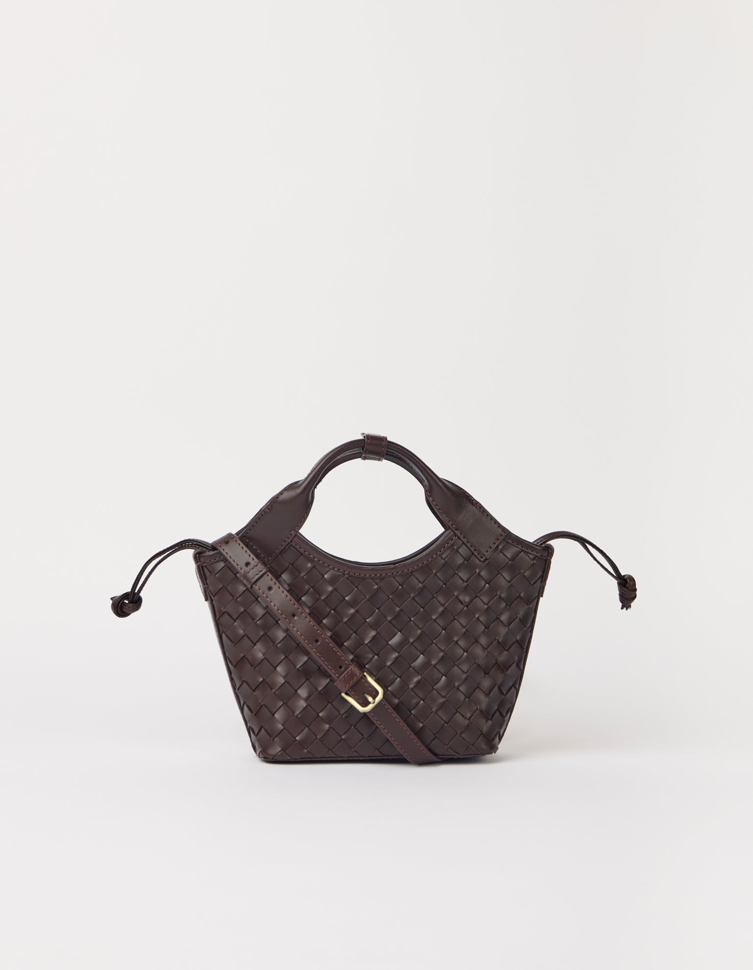 Mara Mini - Chocolate Woven Classic Leather