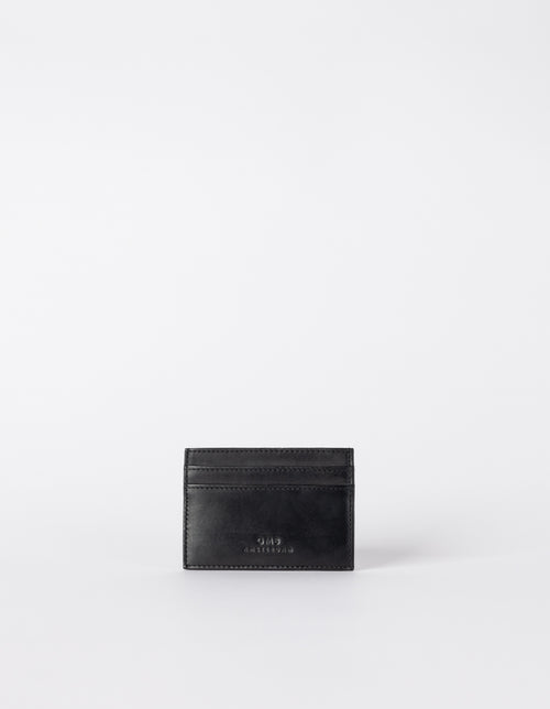 Marks Cardcase Black Classic Leather. Square leather wallet, card case for bank cards. Front product image.