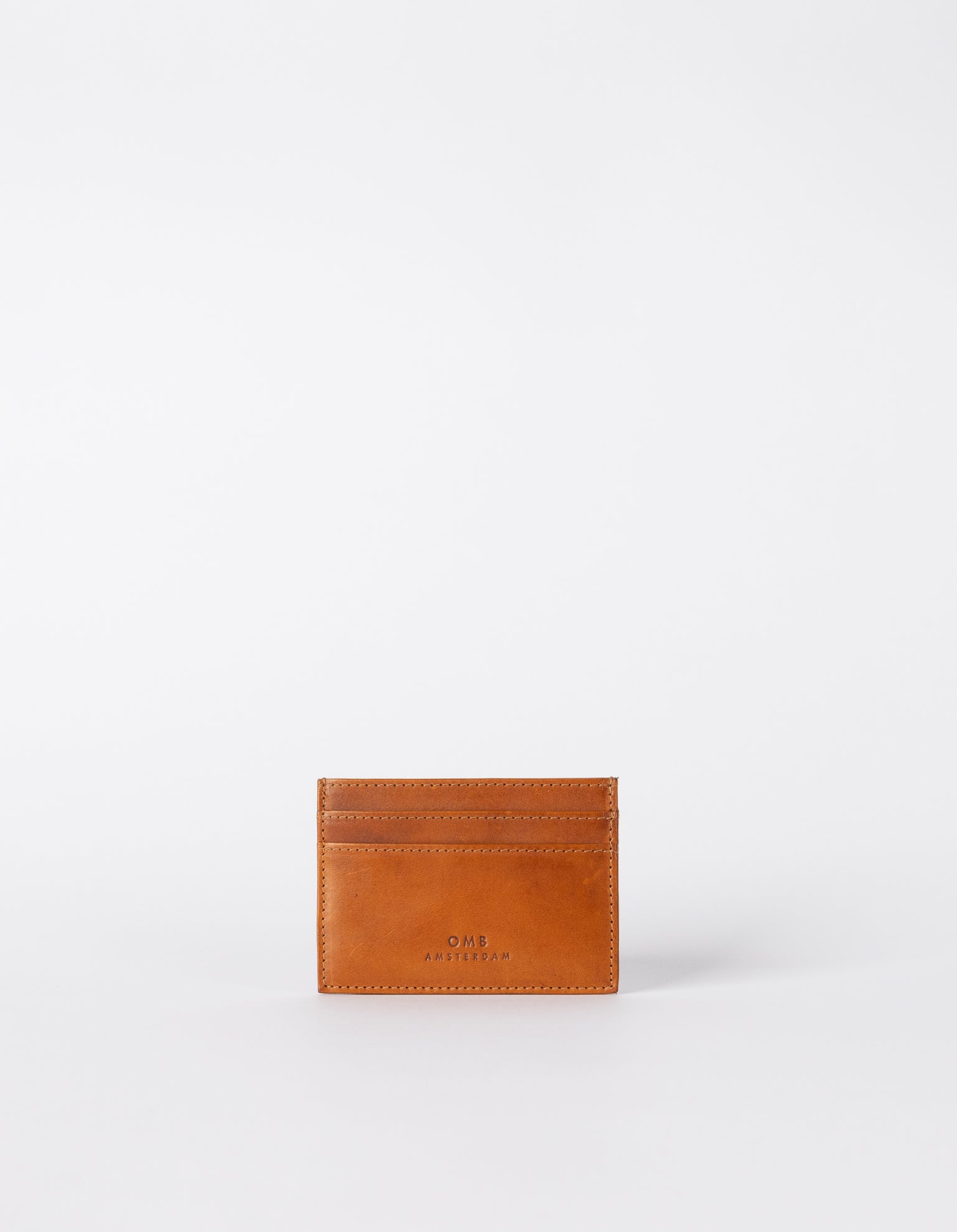 Marks Cardcase Cognac Classic Leather. Square leather wallet, card case for bank cards. Front product image.