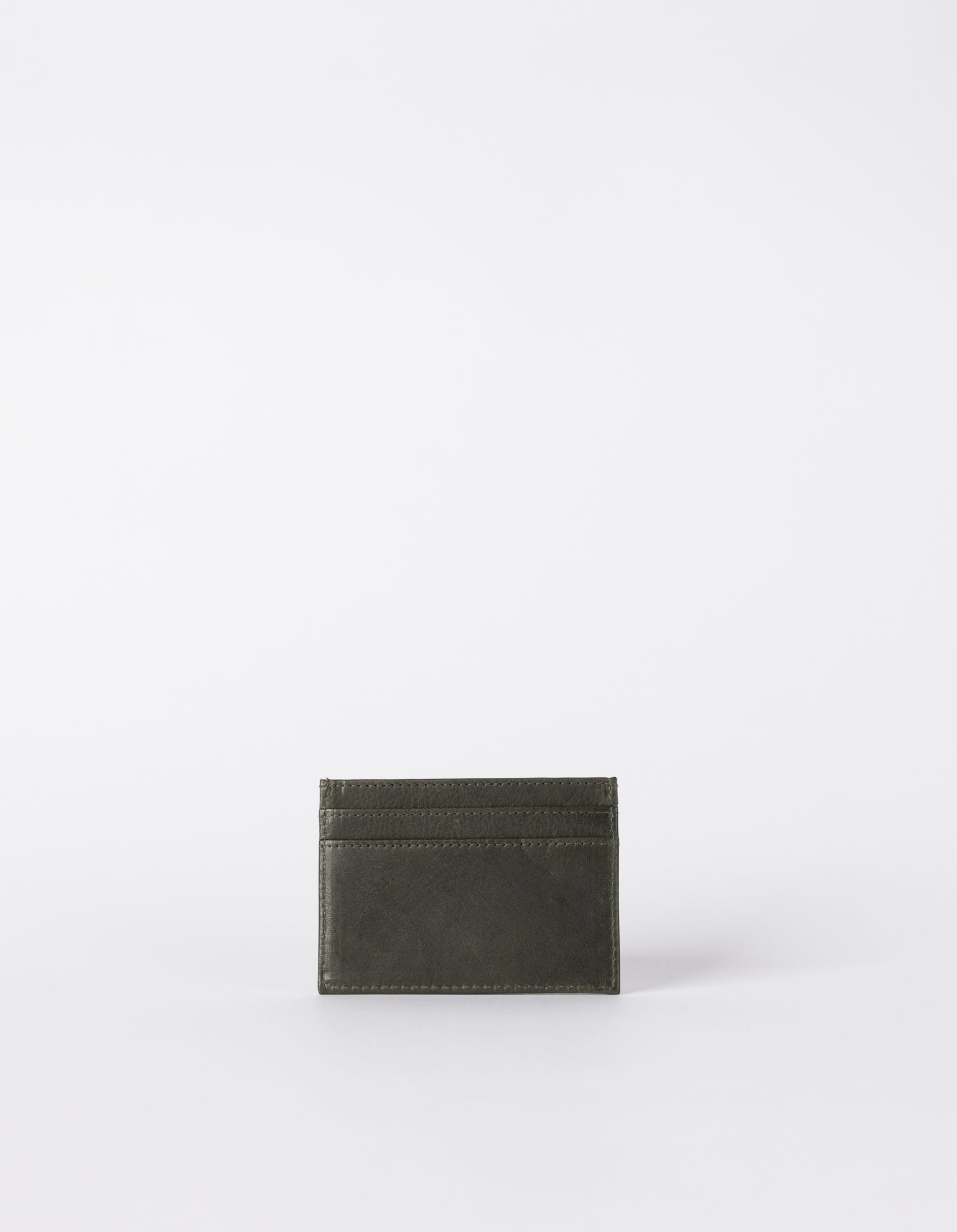 Marks Cardcase Green Soft Grain Leather. Square leather wallet, card case for bank cards. Back product image.