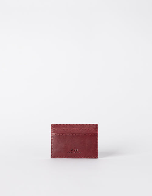 Marks Cardcase Ruby Classic Leather. Square leather wallet, card case for bank cards. Front product image.