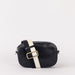 Front product image of Maya black classic leather crossbody bag with adjustable leather strap
