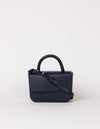 Front product image of Nano Bag midnight blue classic leather crossbody bag with adjustable leather strap